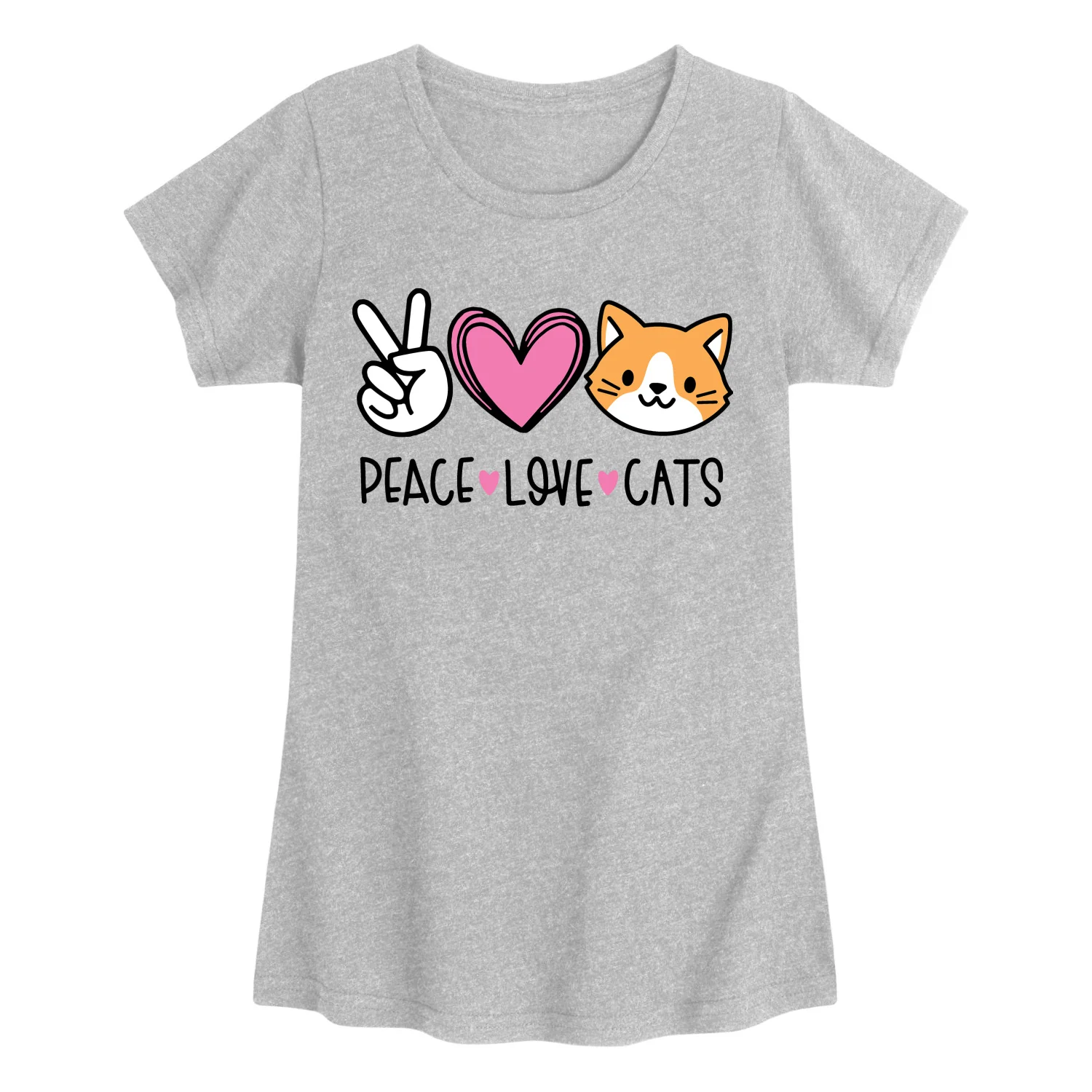 Instant Message - Peace Love Cats - Youth Girls Fitted Short Sleeve T-Shirt - Image 3