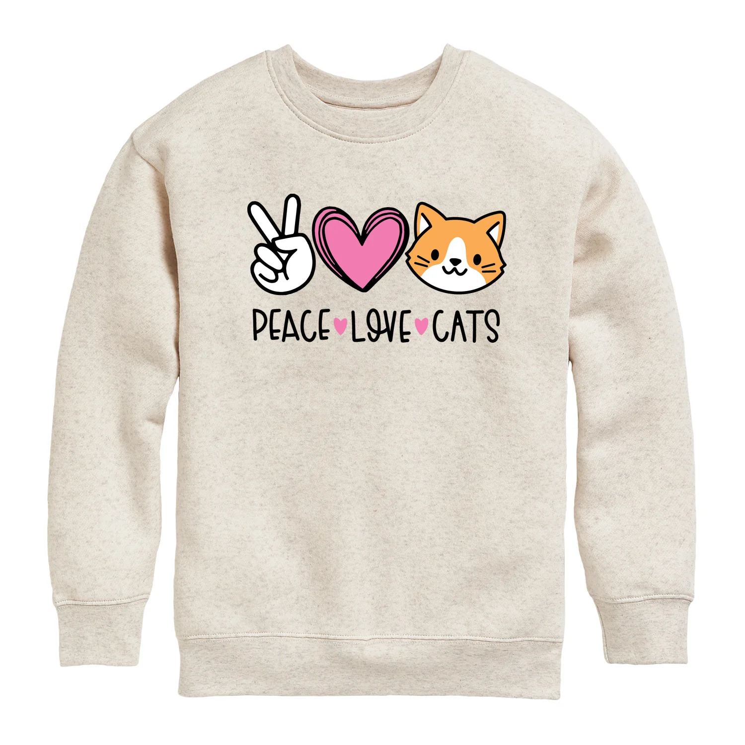 Instant Message - Peace Love Cats - Youth Boys Crew Fleece Sweatshirt