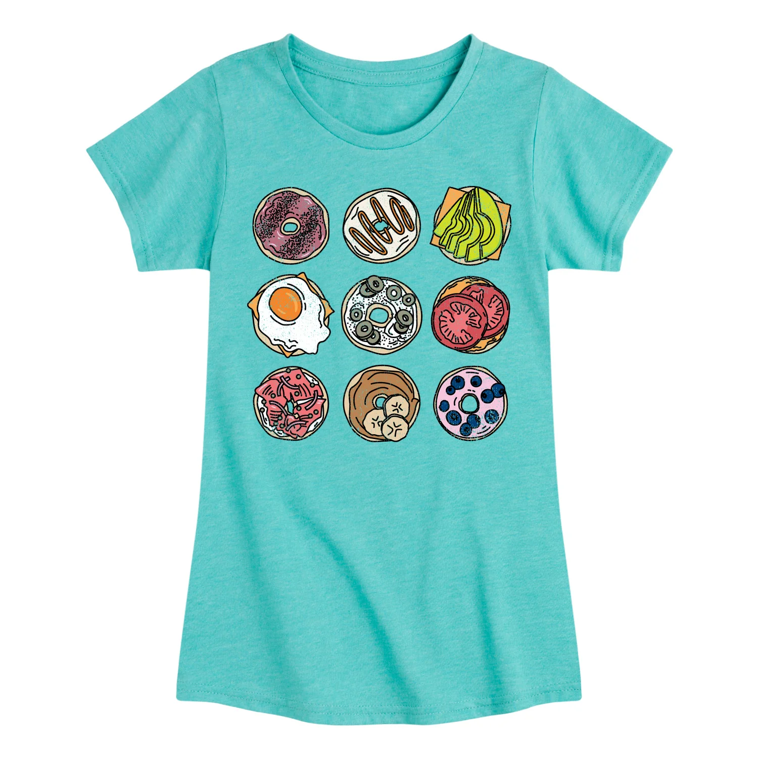 Instant Message - Bagel Grid - Toddler And Youth Girls Fitted Short Sleeve Graphic T-Shirt - Image 7
