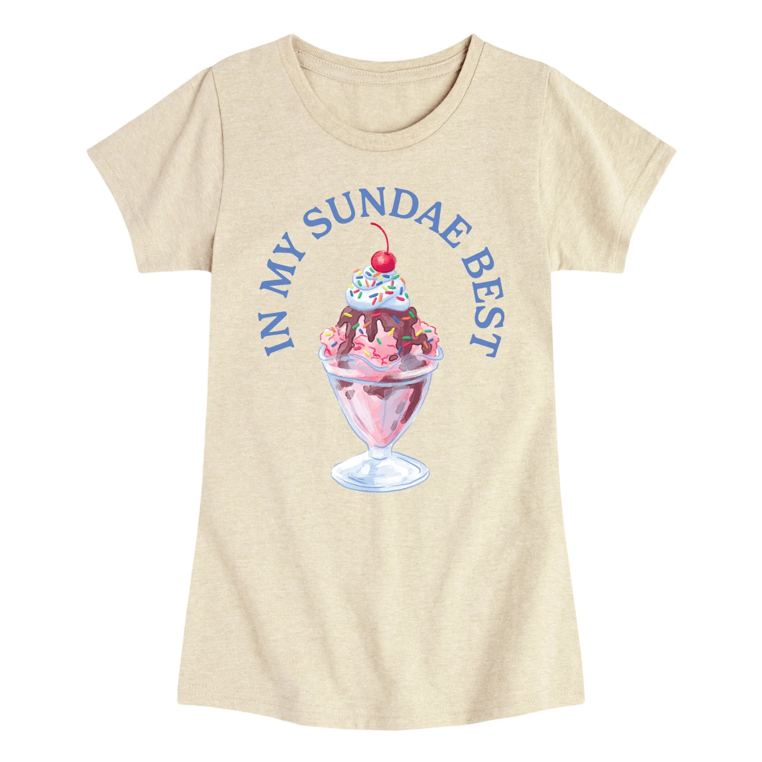 Instant Message - In My Sundae Best - - Toddler And Youth Girls Fitted Short Sleeve Graphic T-Shirt
