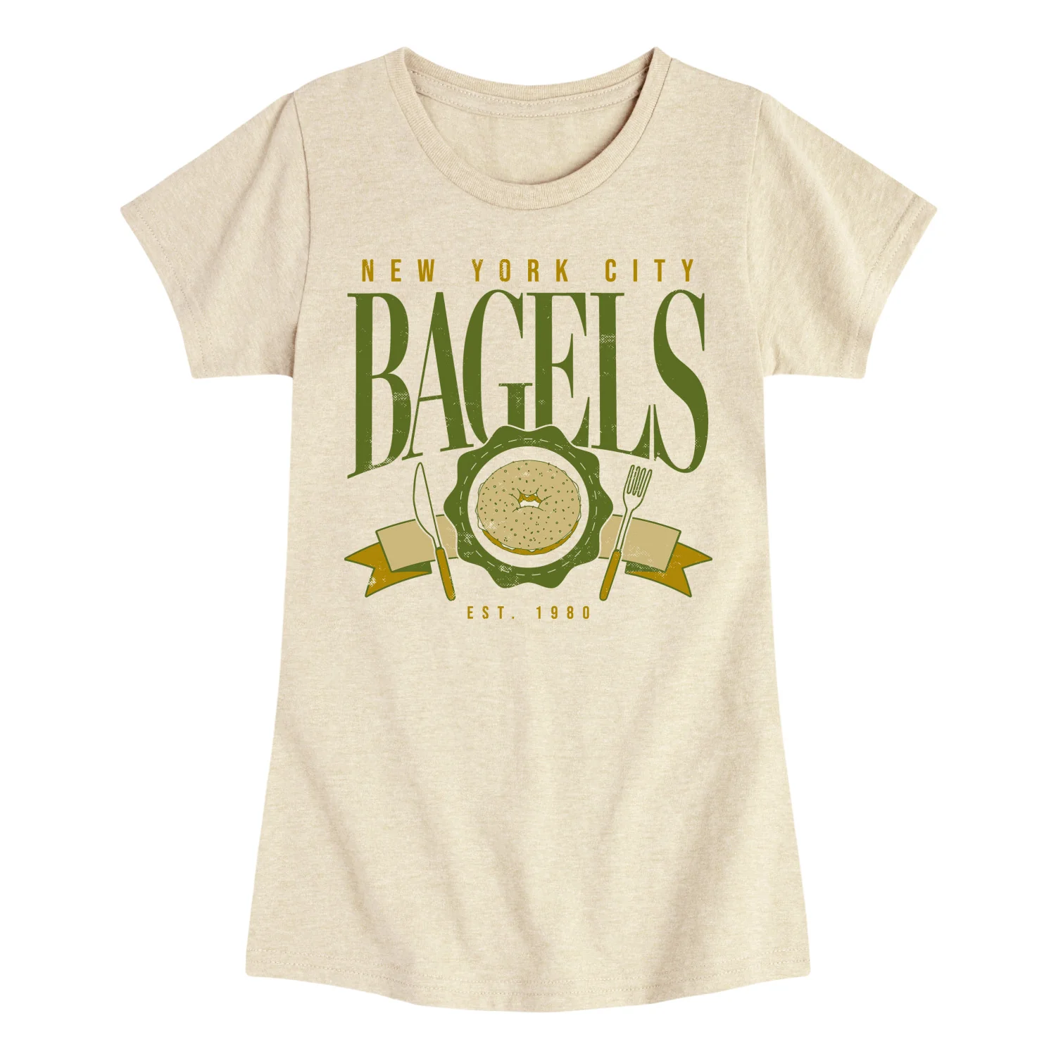 Instant Message - Nyc Bagels - - Toddler And Youth Girls Fitted Short Sleeve Graphic T-Shirt