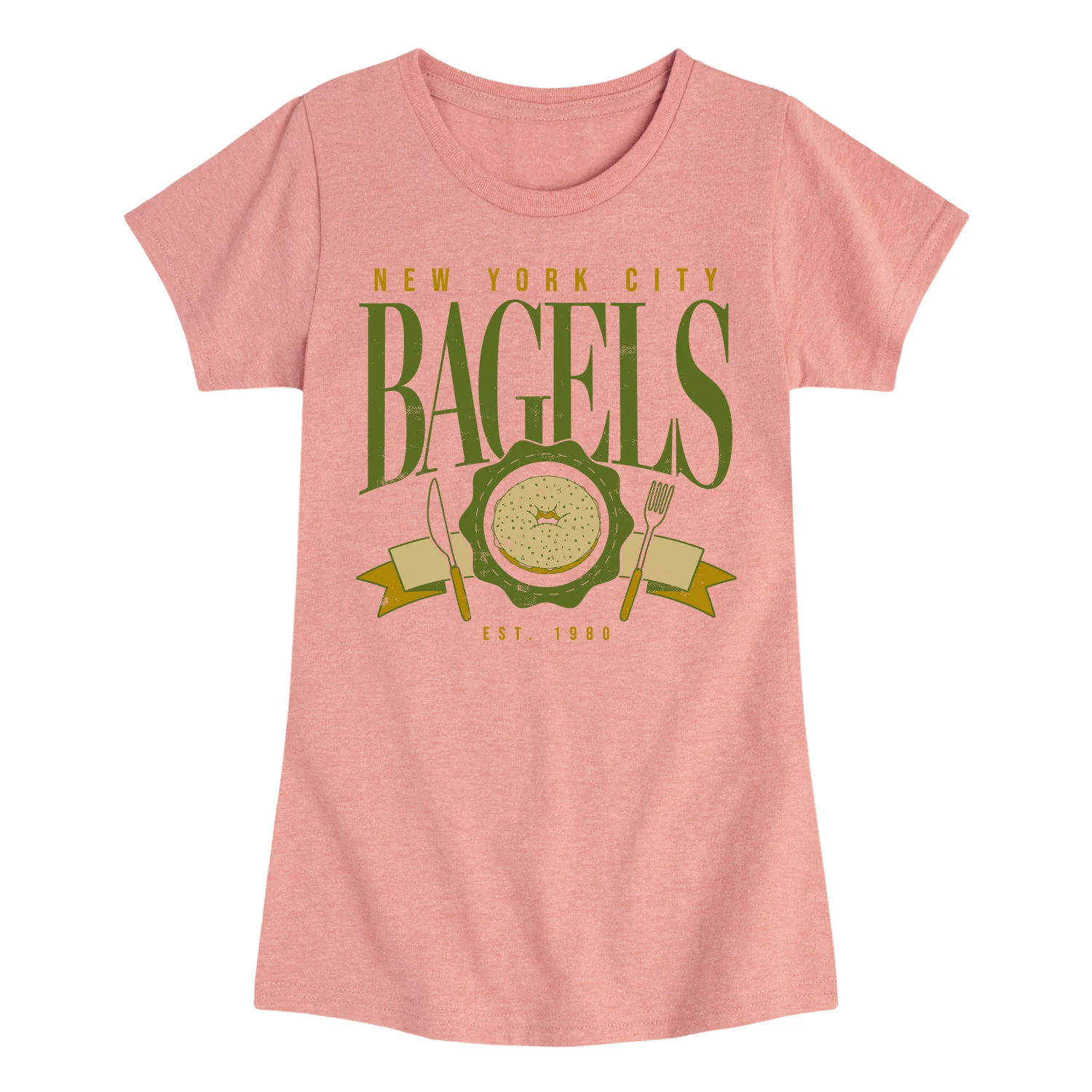 Instant Message - Nyc Bagels - - Toddler And Youth Girls Fitted Short Sleeve Graphic T-Shirt - Image 2