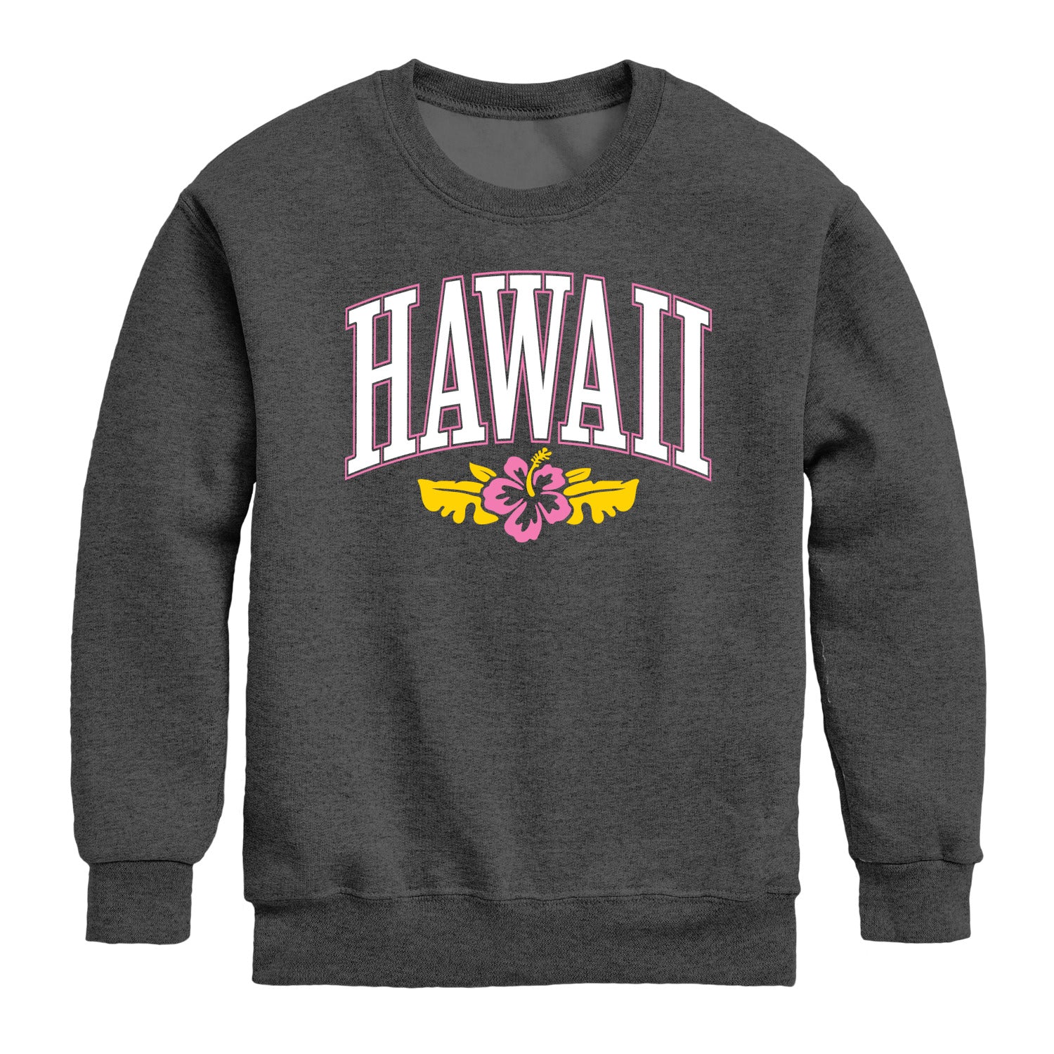 Instant Message - Hawaii Hibiscus - Youth Boys Crew Fleece Sweatshirt - Image 2
