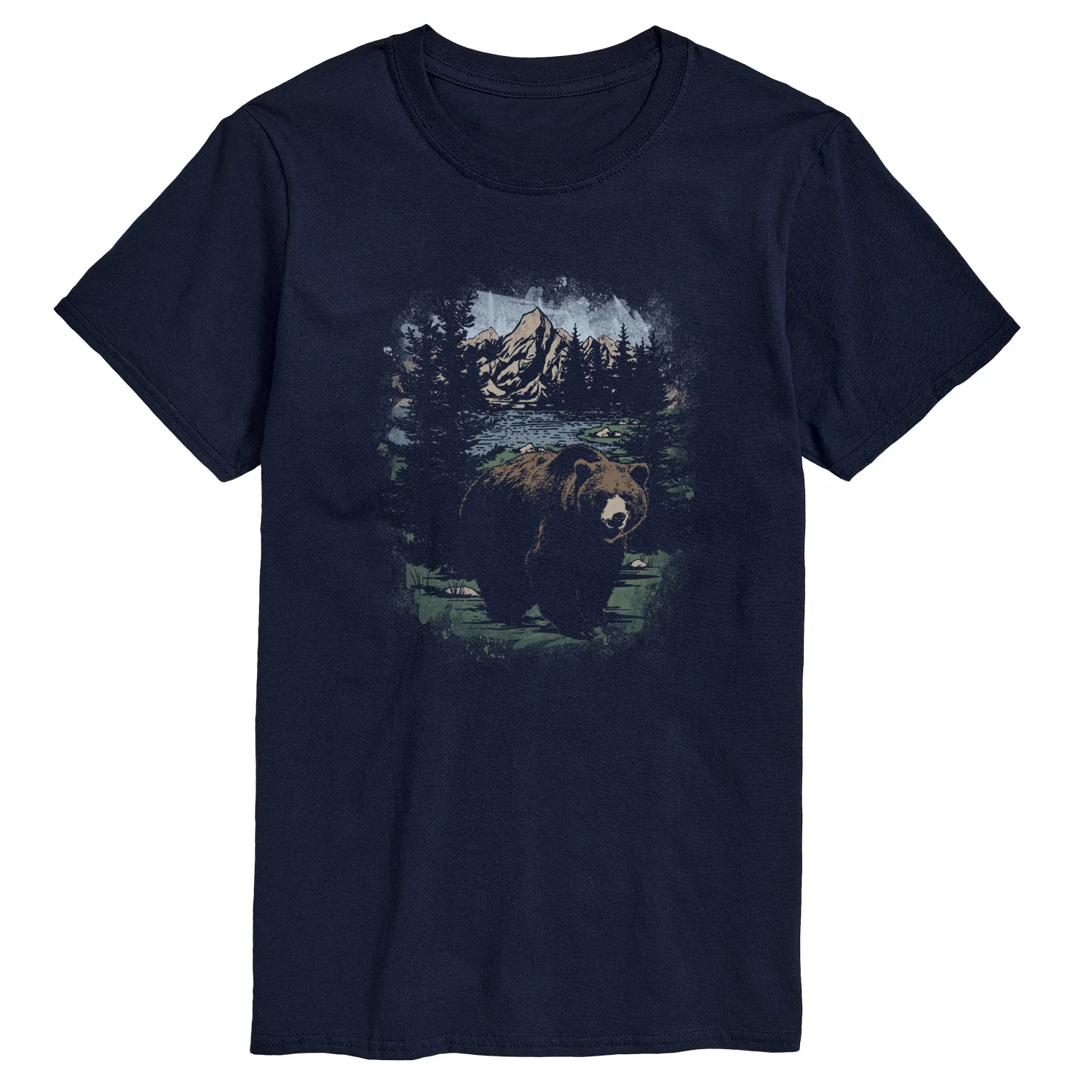 Instant Message - Bear Nature Scene - Men's Short Sleeve Graphic T-Shirt - Image 2