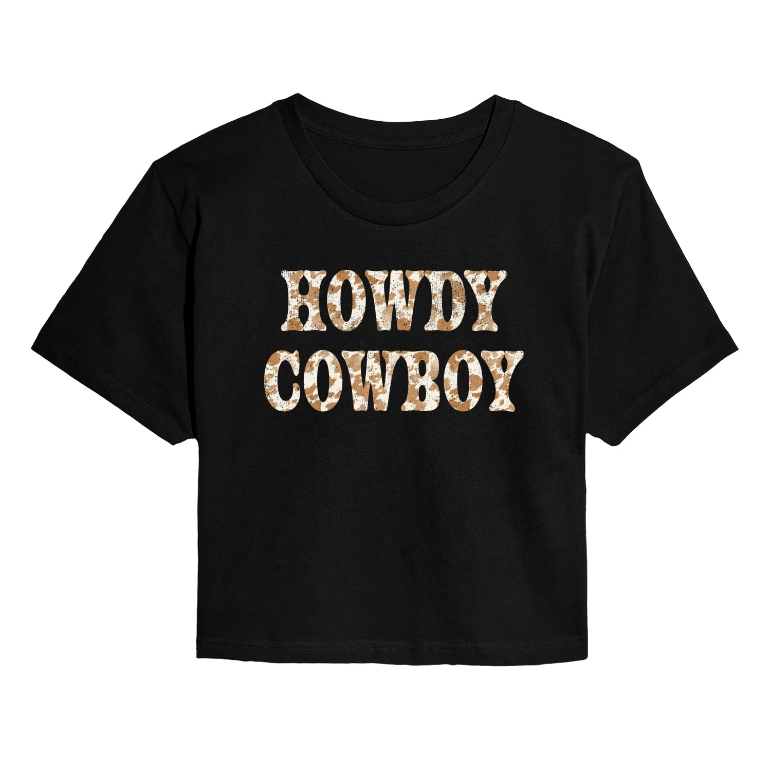 Instant Message - Howdy Cowboy - Juniors Cropped Graphic T-Shirt