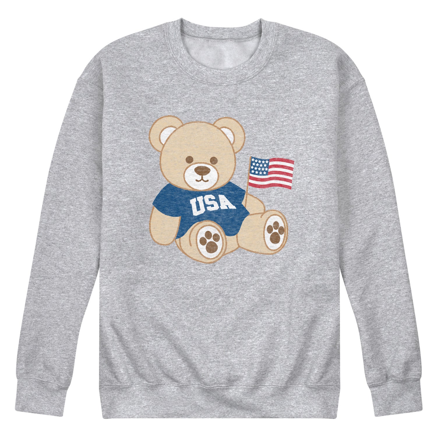 Instant Message - USA Teddy Bear - Men's Crew Fleece Sweatshirt - Image 2