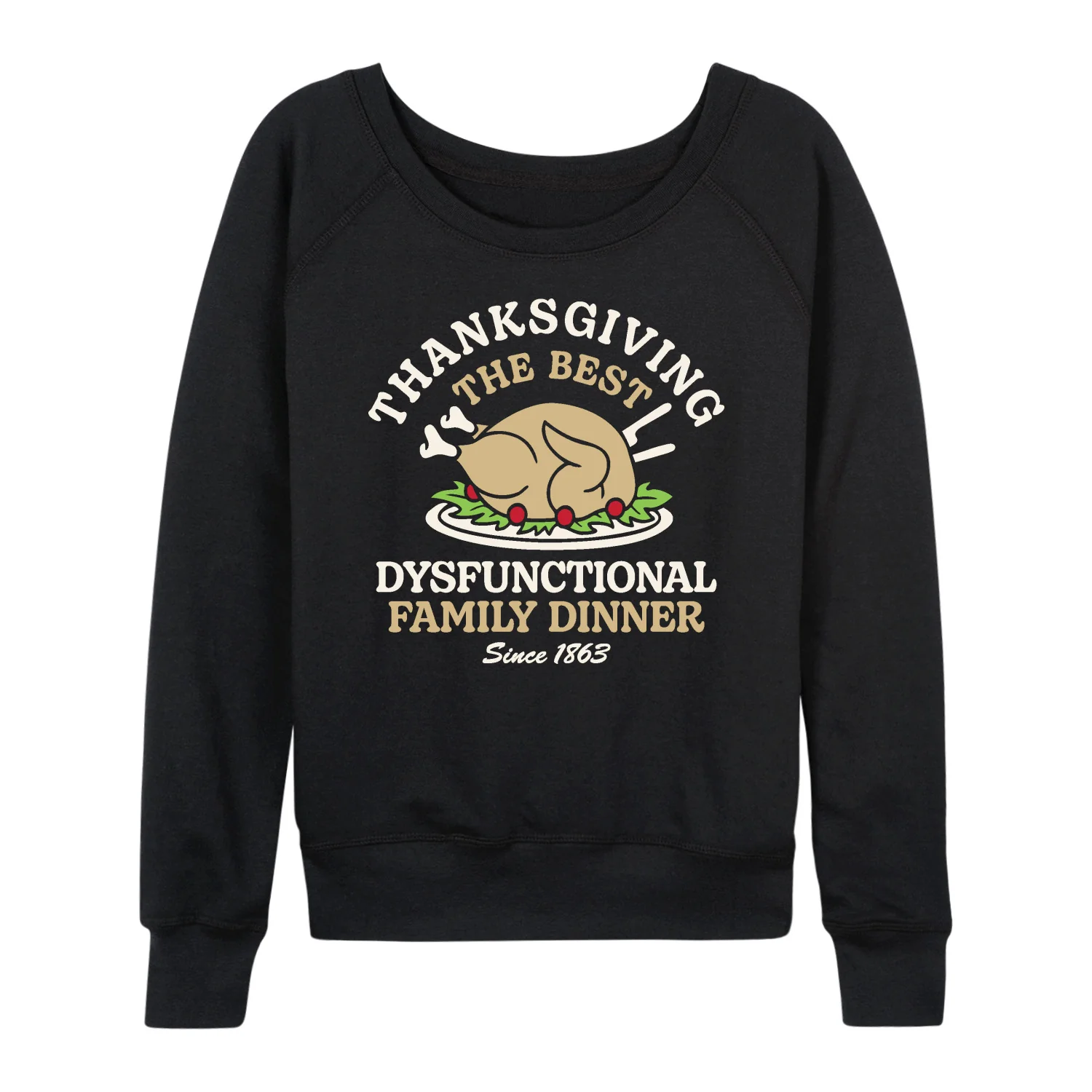 Instant Message - Thanksgiving Fam Dinner - Women's French Terry Long Sleeve Pullover