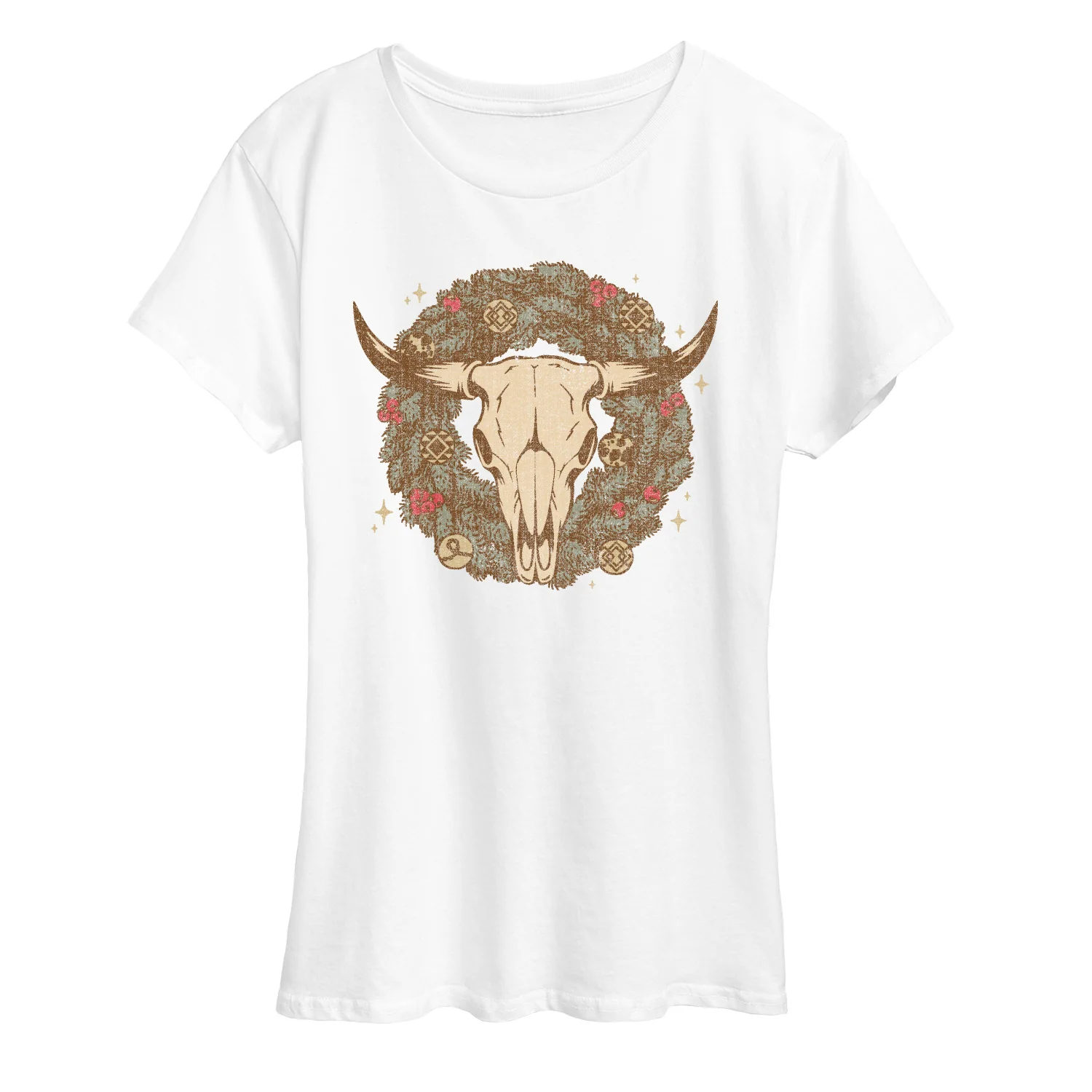 Instant Message - Cow Skull Wreath - Women's Short Sleeve Graphic T-Shirt - Image 10