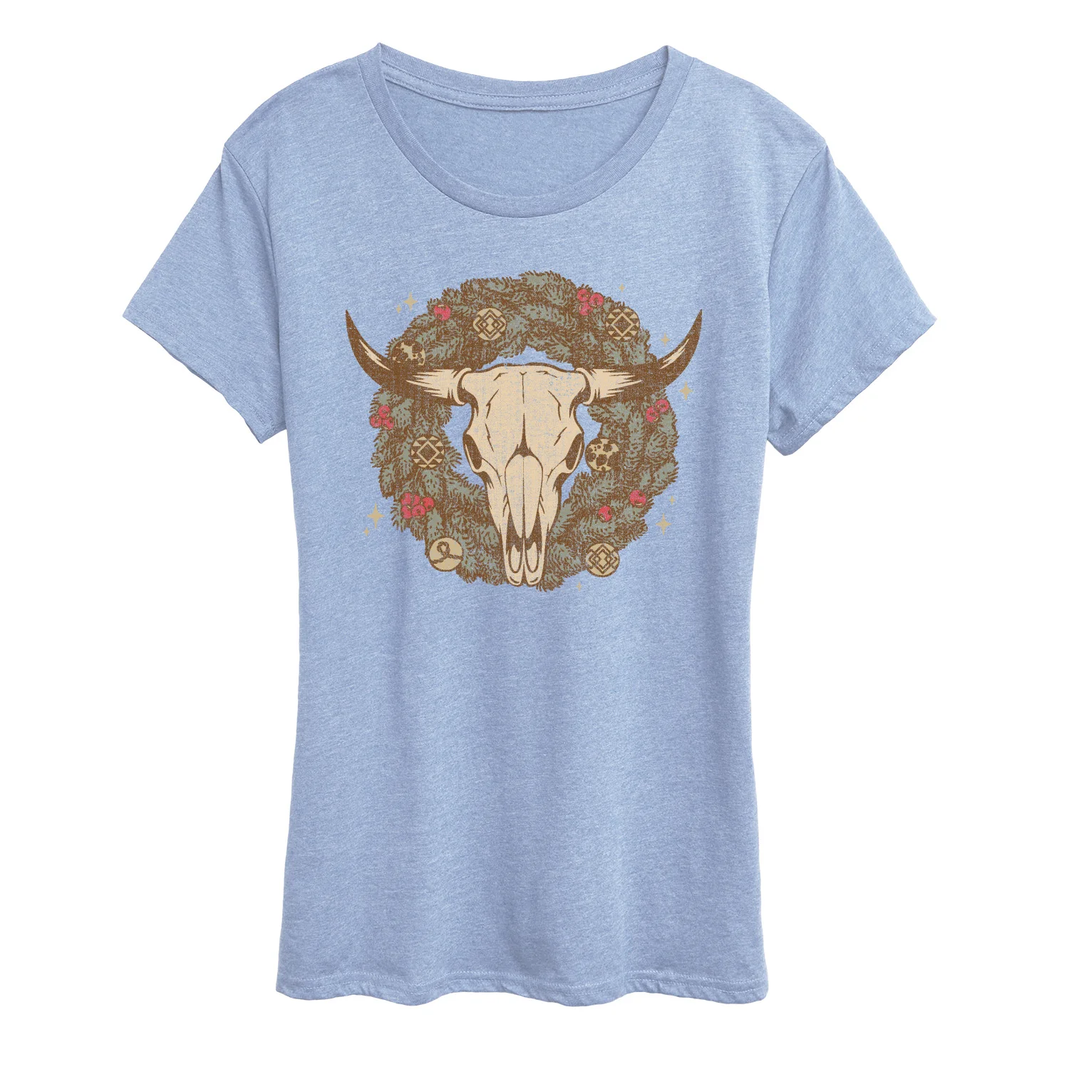 Instant Message - Cow Skull Wreath - Women's Short Sleeve Graphic T-Shirt - Image 4