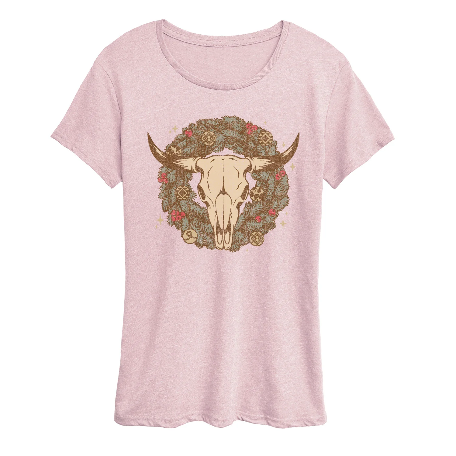 Instant Message - Cow Skull Wreath - Women's Short Sleeve Graphic T-Shirt - Image 7