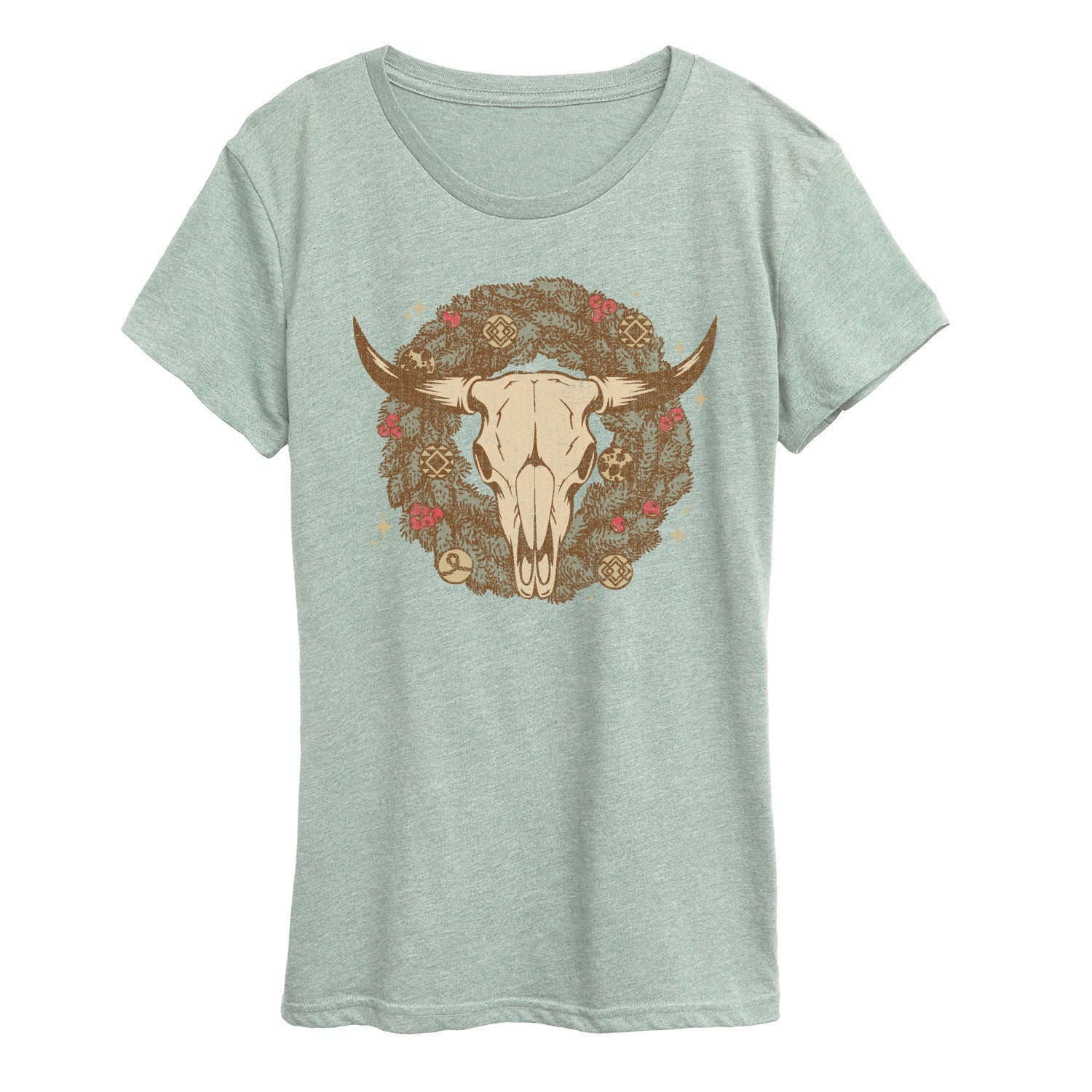 Instant Message - Cow Skull Wreath - Women's Short Sleeve Graphic T-Shirt - Image 8