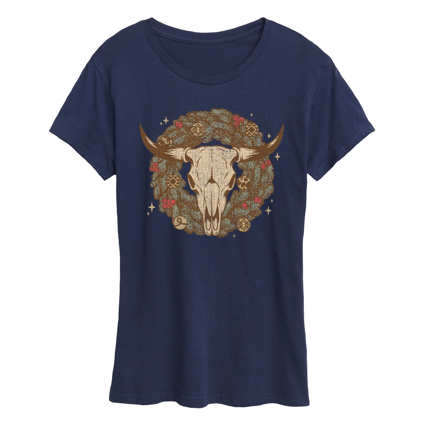 Instant Message - Cow Skull Wreath - Women's Short Sleeve Graphic T-Shirt - Image 9