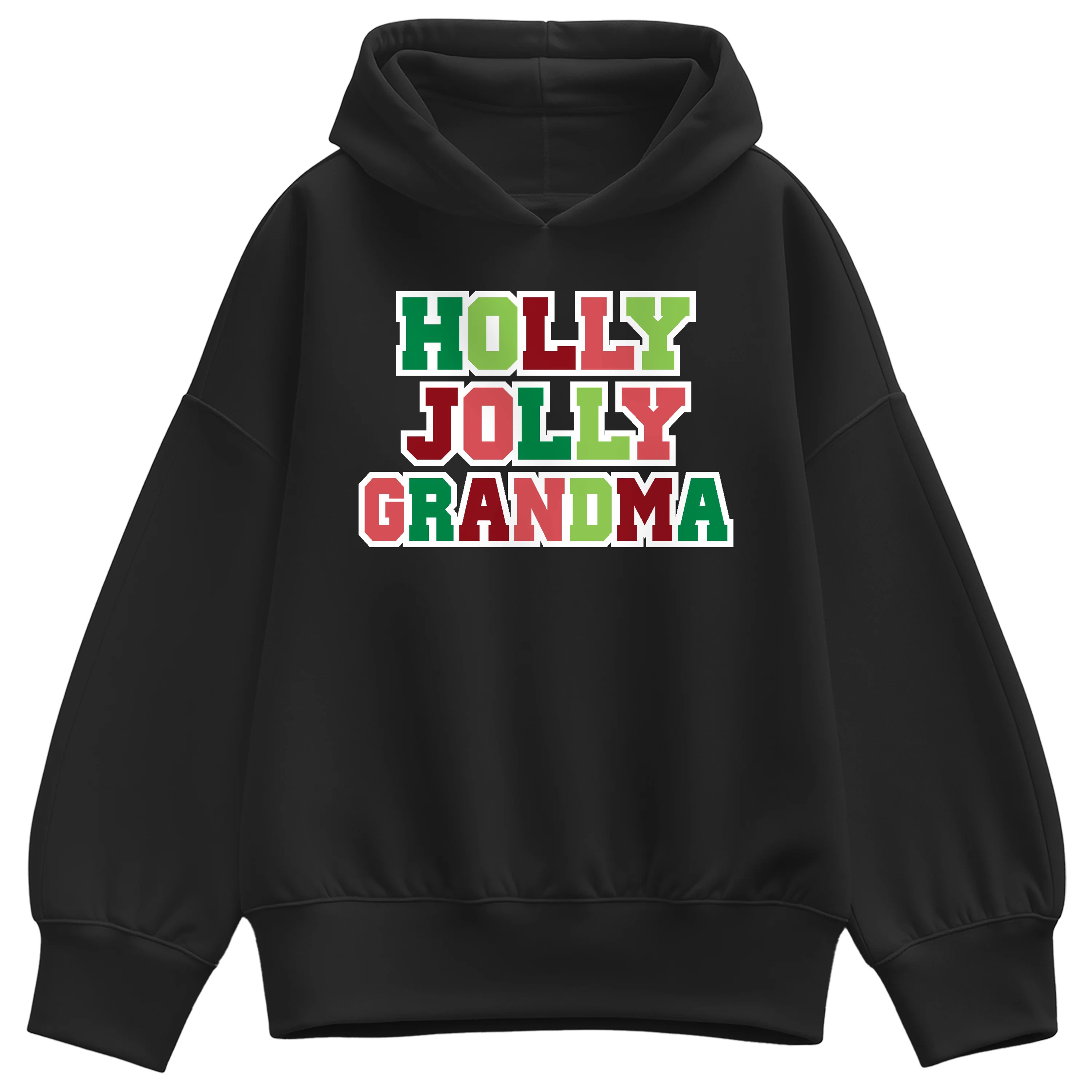 Instant Message - Holly Jolly Grandma - Ladies Oversized Fleece Hoodie Sweatshirt - Image 2
