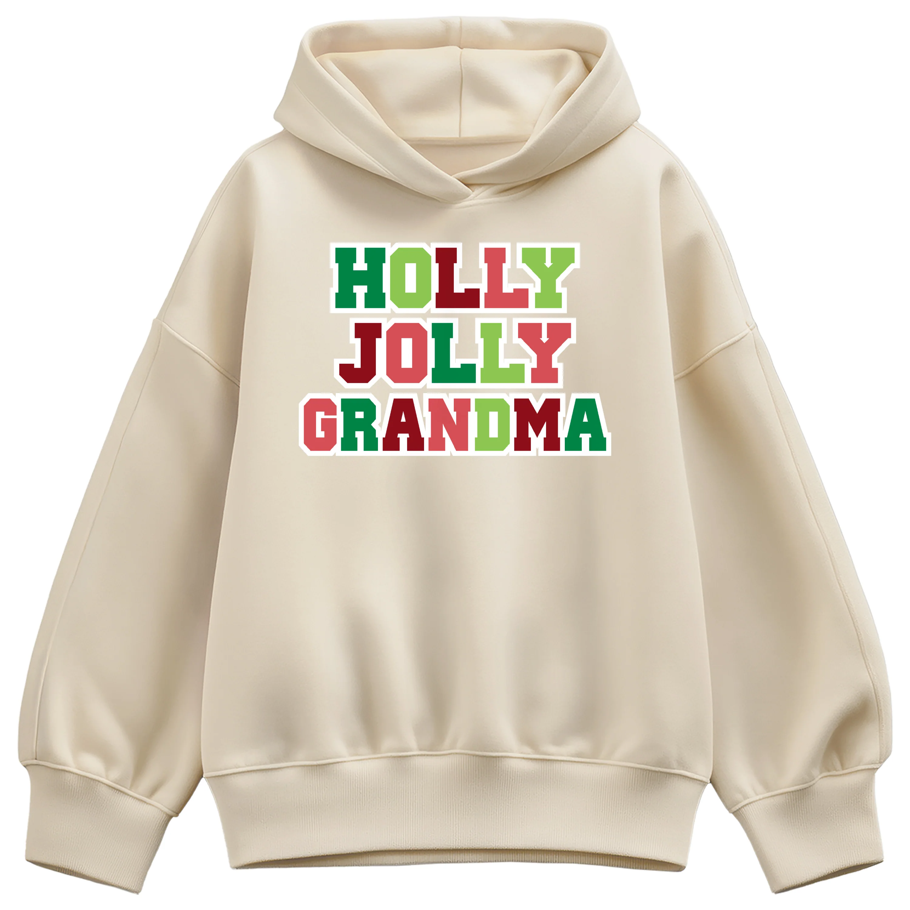 Instant Message - Holly Jolly Grandma - Ladies Oversized Fleece Hoodie Sweatshirt - Image 3