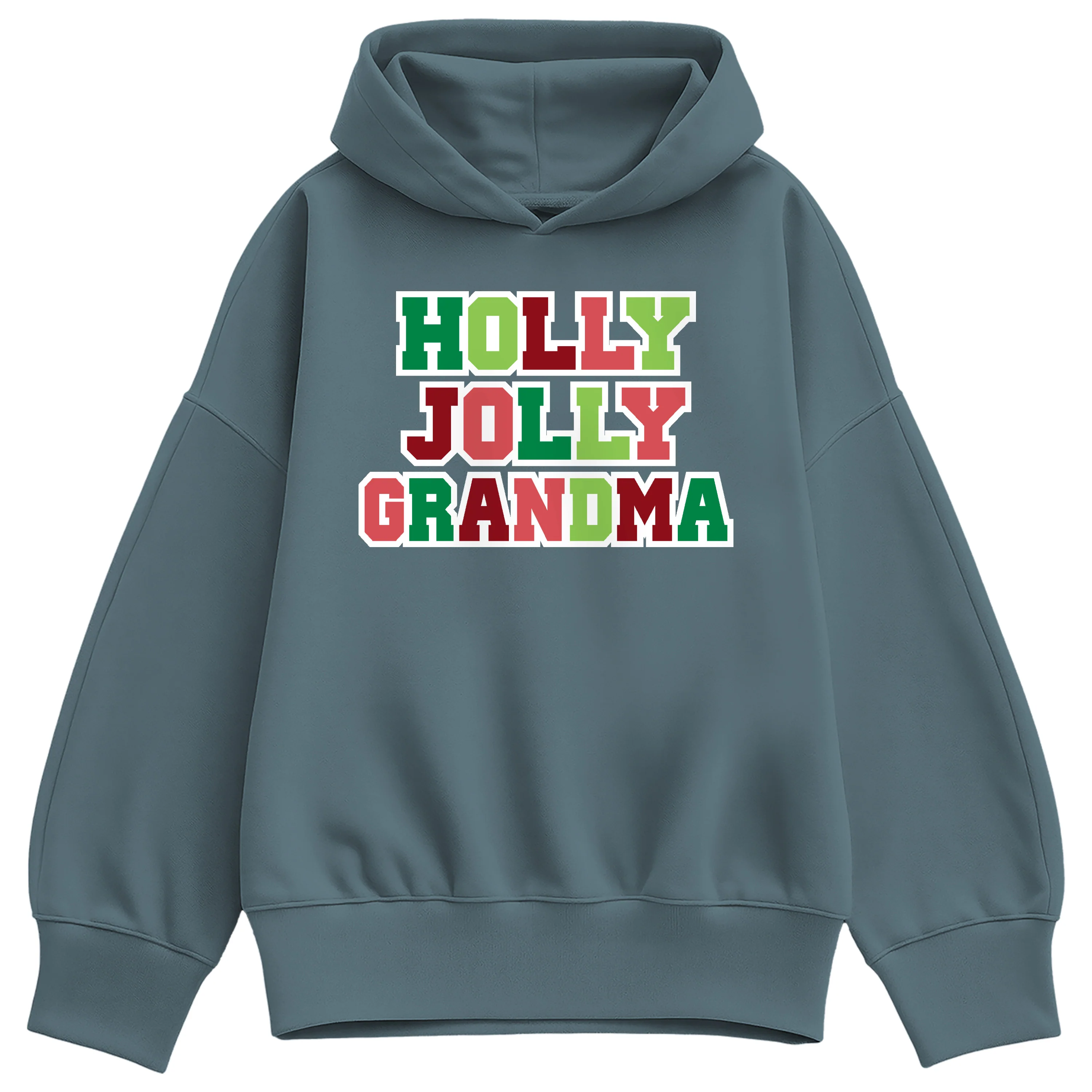 Instant Message - Holly Jolly Grandma - Ladies Oversized Fleece Hoodie Sweatshirt - Image 4