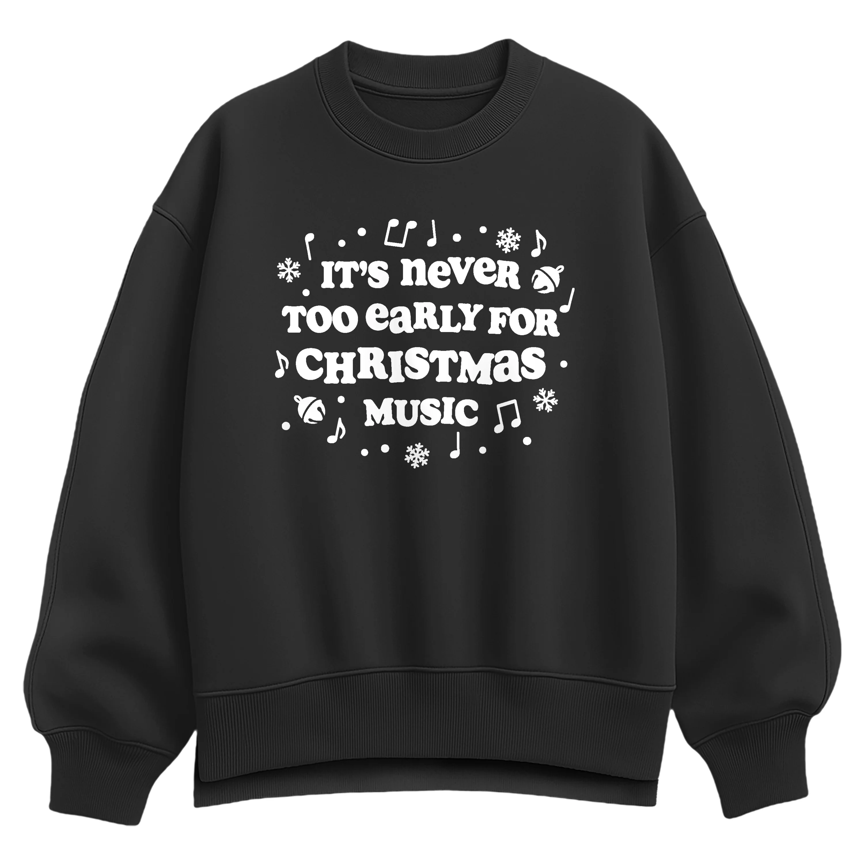 Instant Message - Never Too Early For Christmas Music - Ladies Oversized Fleece Crew Sweatshirt - Image 2