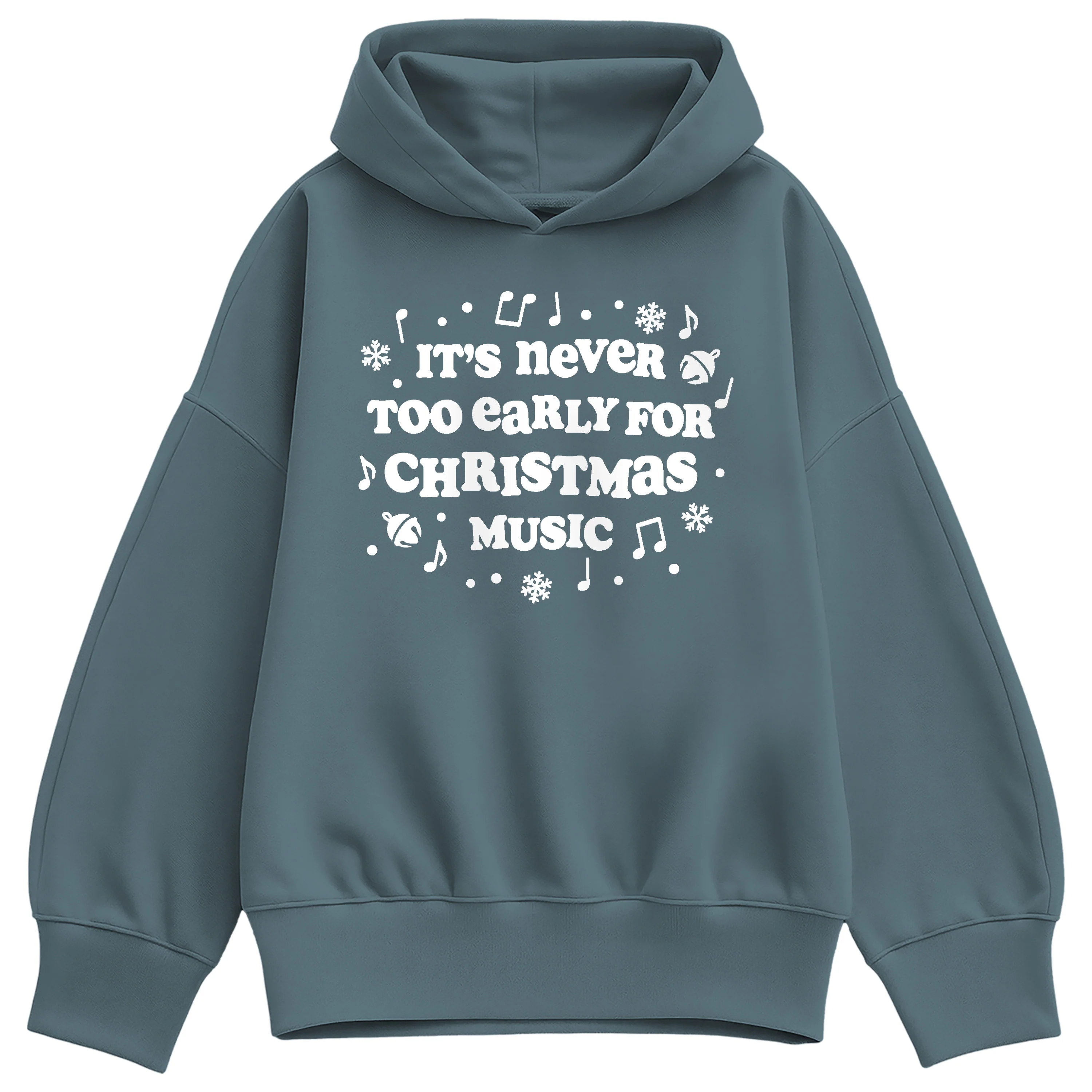 Instant Message - Never Too Early For Christmas Music - Ladies Oversized Fleece Hoodie Sweatshirt - Image 3