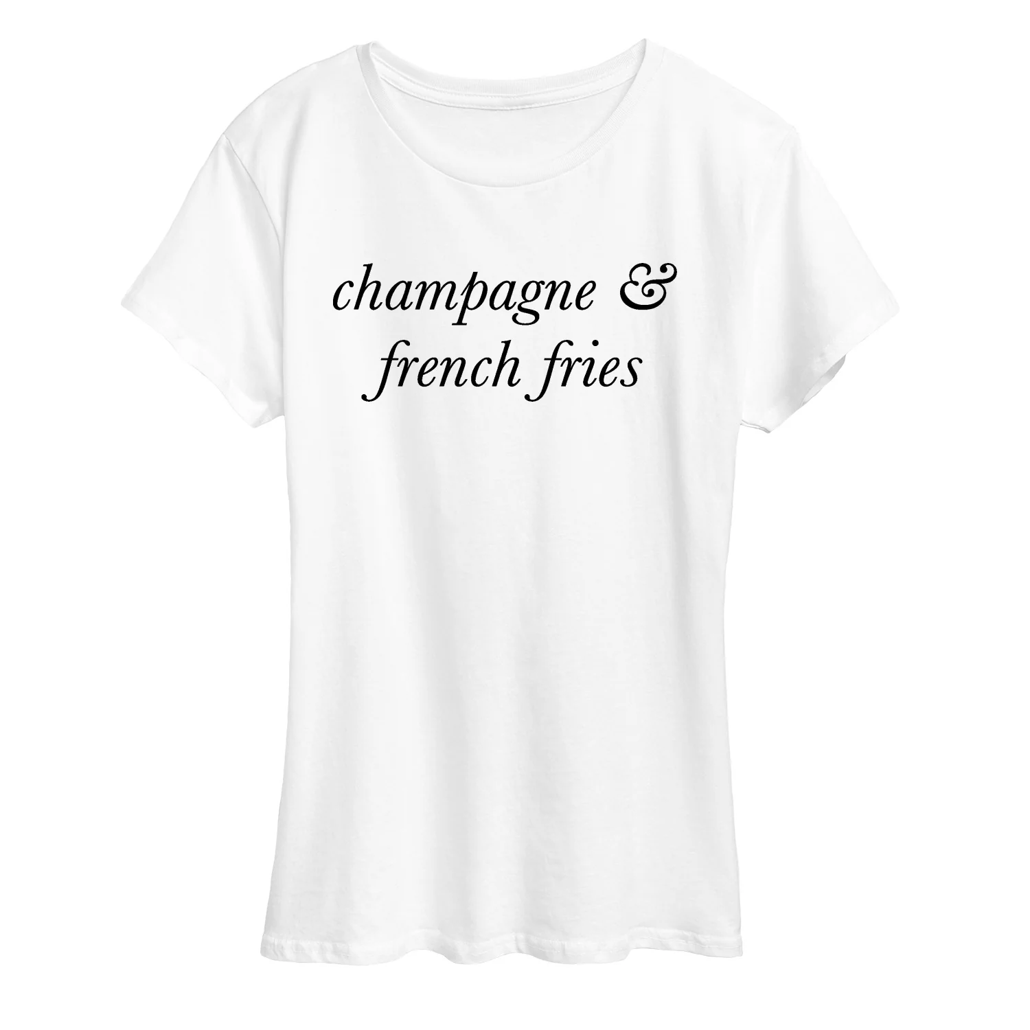 Instant Message - Champagne and French Fries - Women's Short Sleeve Graphic T-Shirt - Image 4