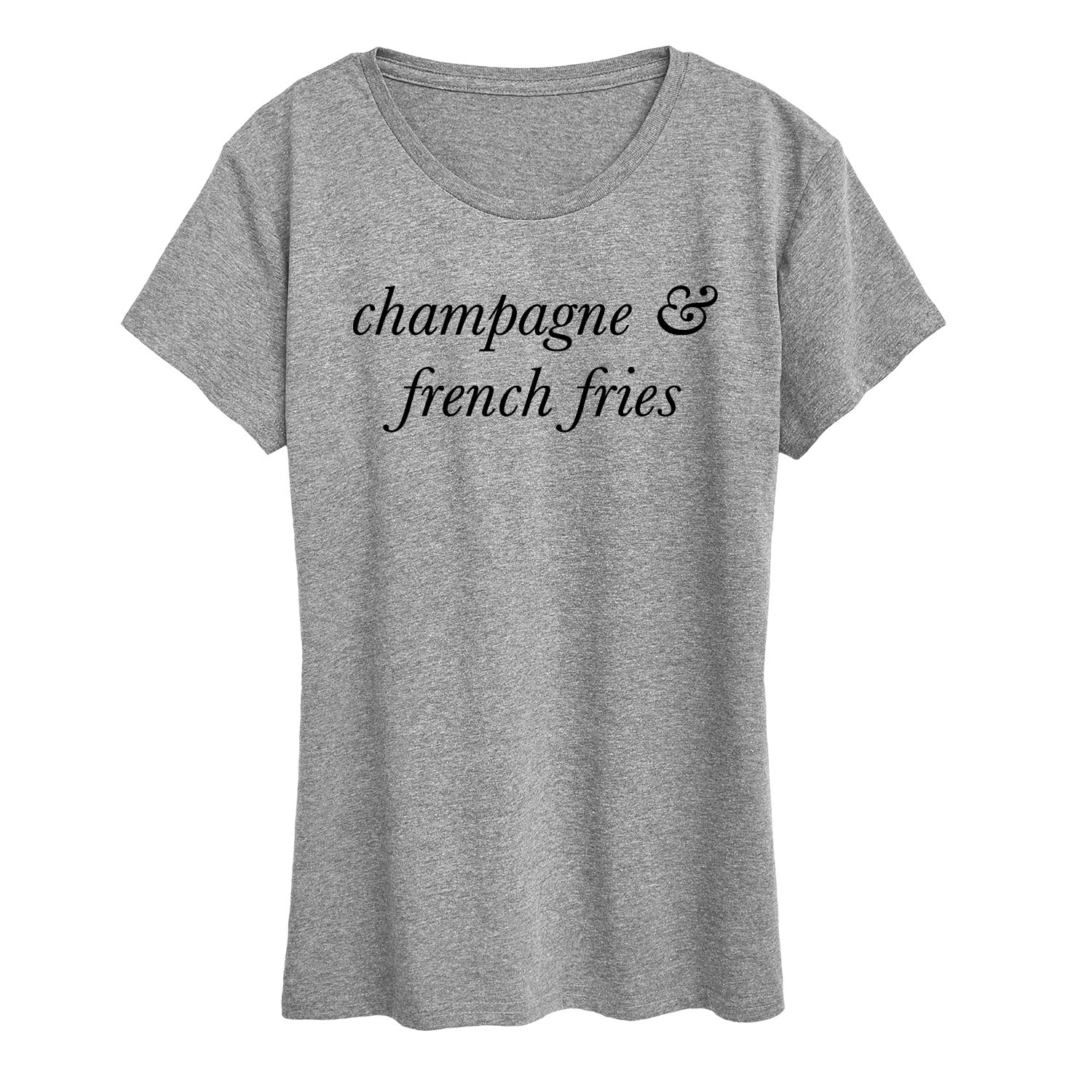 Instant Message - Champagne and French Fries - Women's Short Sleeve Graphic T-Shirt - Image 5