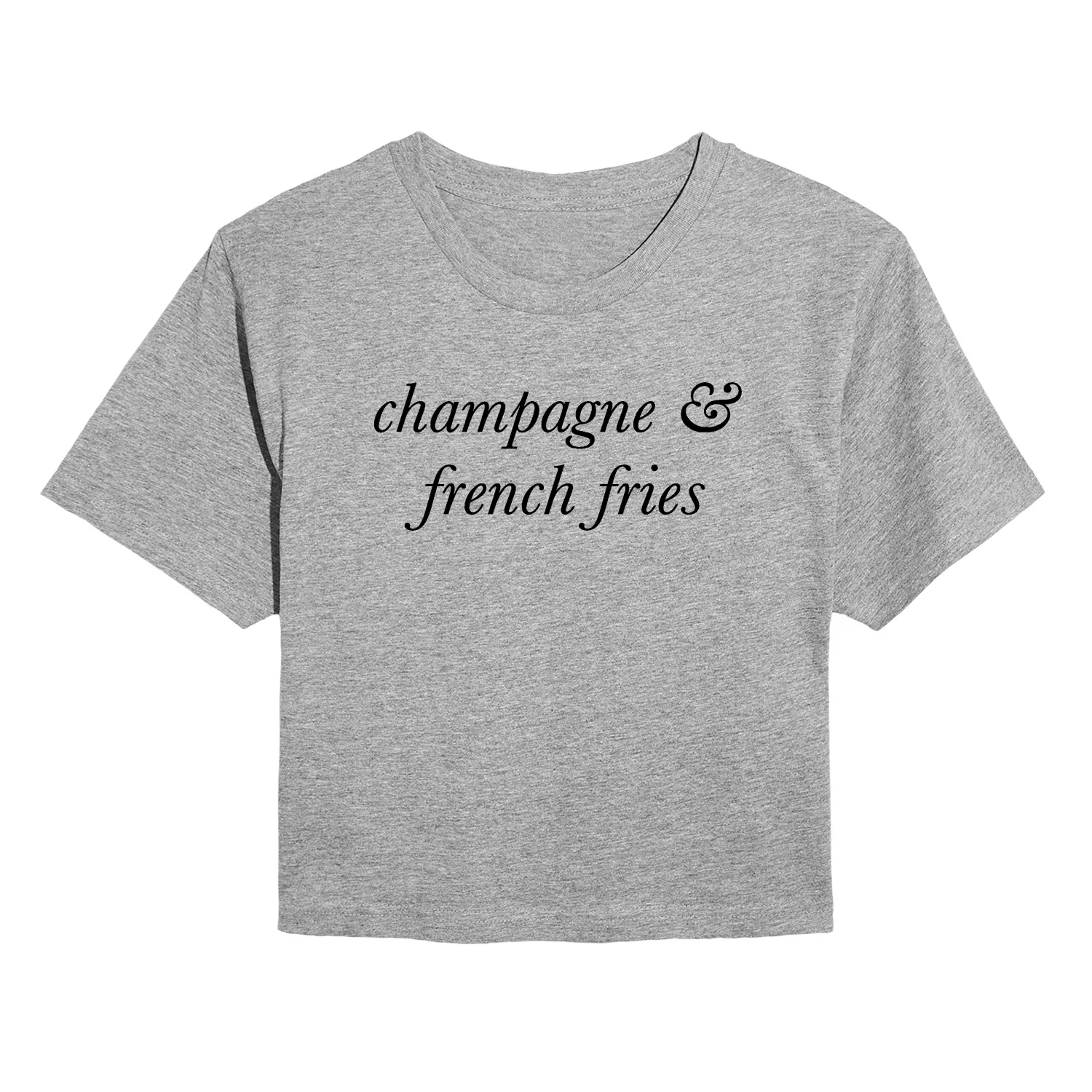 Instant Message - Champagne and French Fries - Juniors Cropped Graphic T-Shirt - Image 2