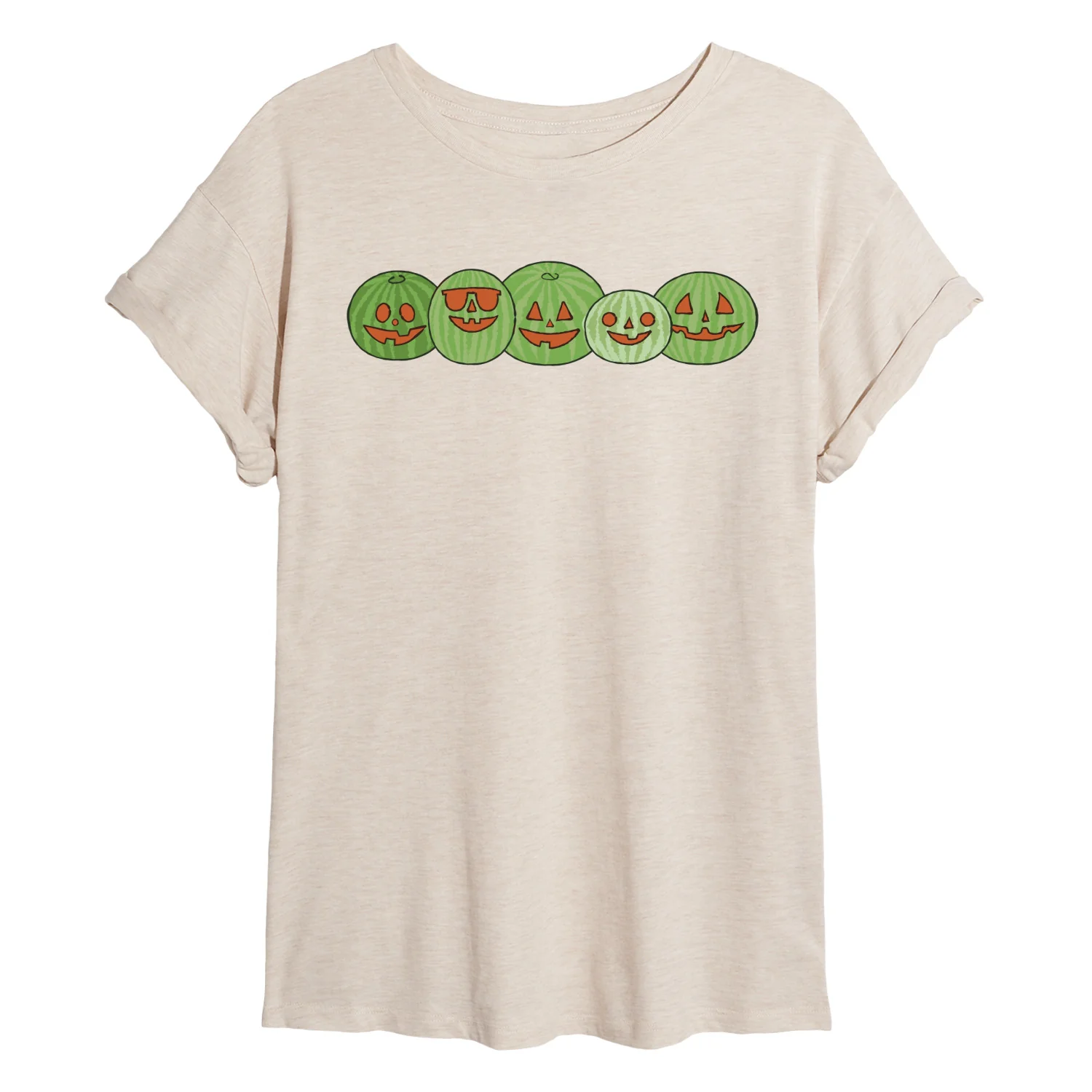 Instant Message - Watermelon Halloween Faces - Juniors Oversized Graphic T-Shirt - Image 2
