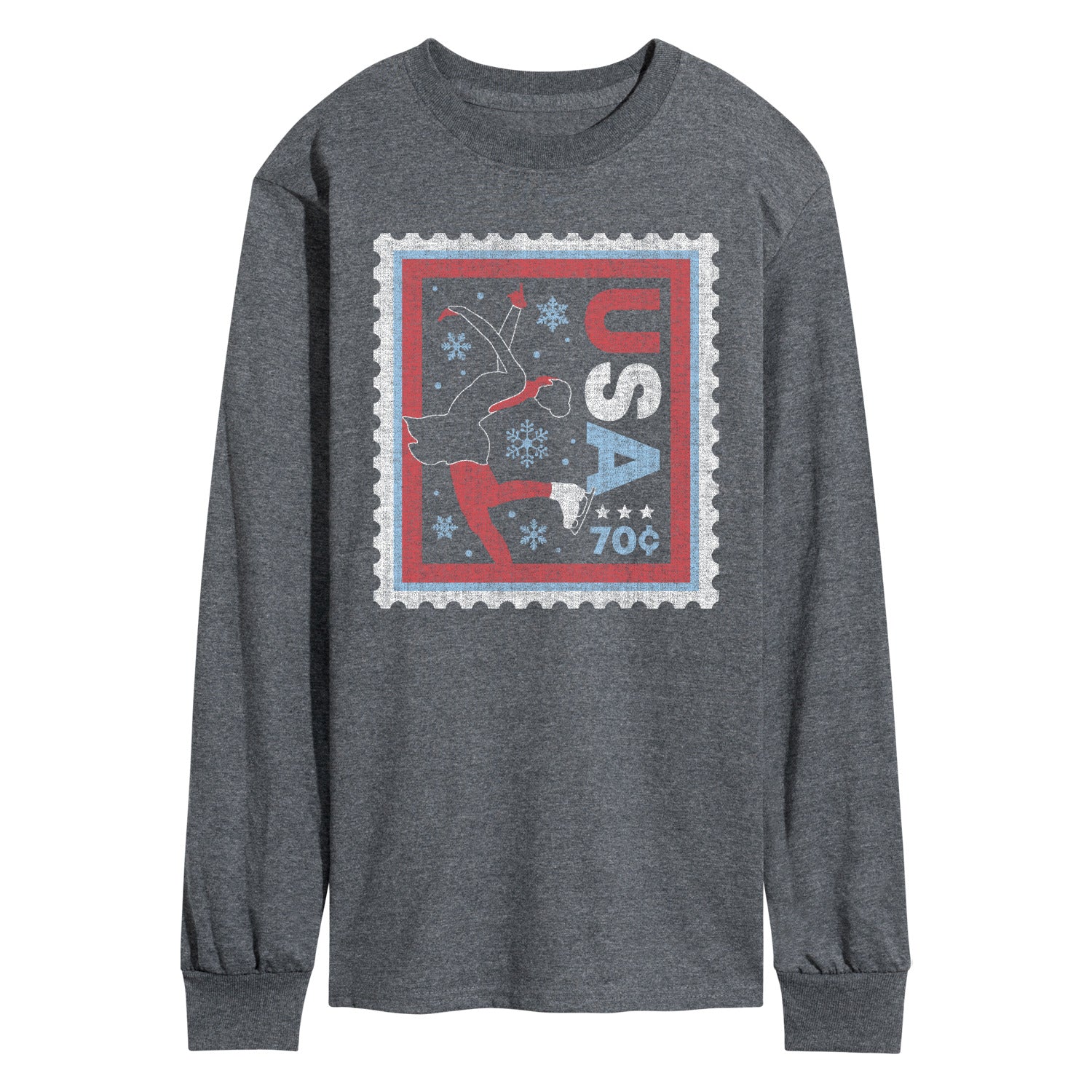 Instant Message - Figure Skater Stamp - Men's Long Sleeve Graphic T-Shirt - Image 2