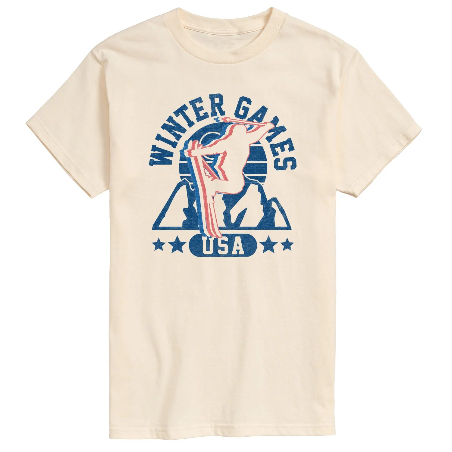 Instant Message - Winter Games Skiing - Men's Short Sleeve Graphic T-Shirt - Image 2
