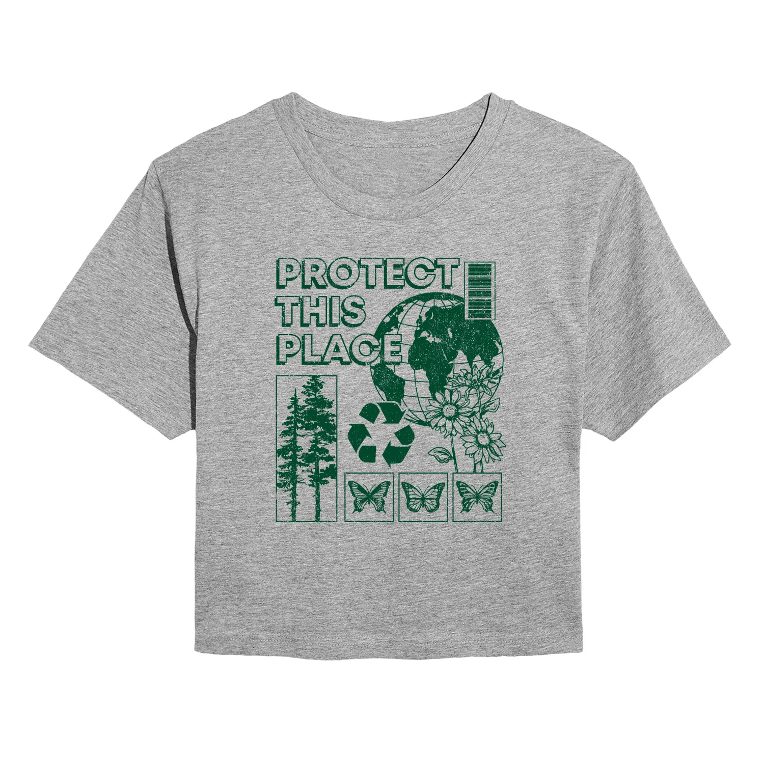 Instant Message - Protect This Place - Juniors Cropped Graphic T-Shirt - Image 2