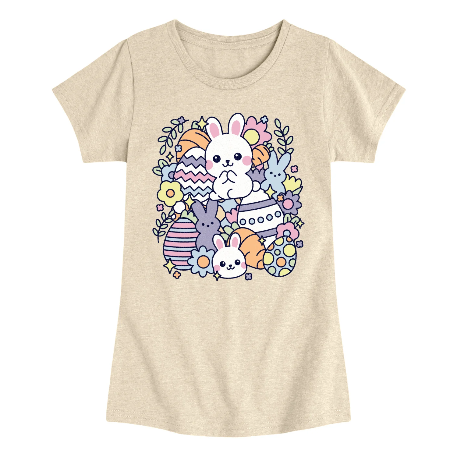 Instant Message - Easter Sticker Collage - Youth Girls Fitted Short Sleeve T-Shirt - Image 2