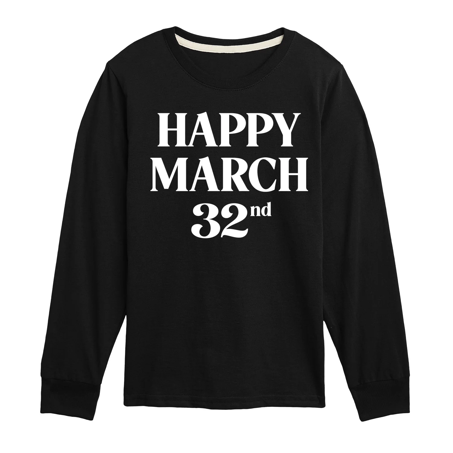 Instant Message - Happy March 32nd - Youth Boys Long Sleeve Graphic T-Shirt - Image 2