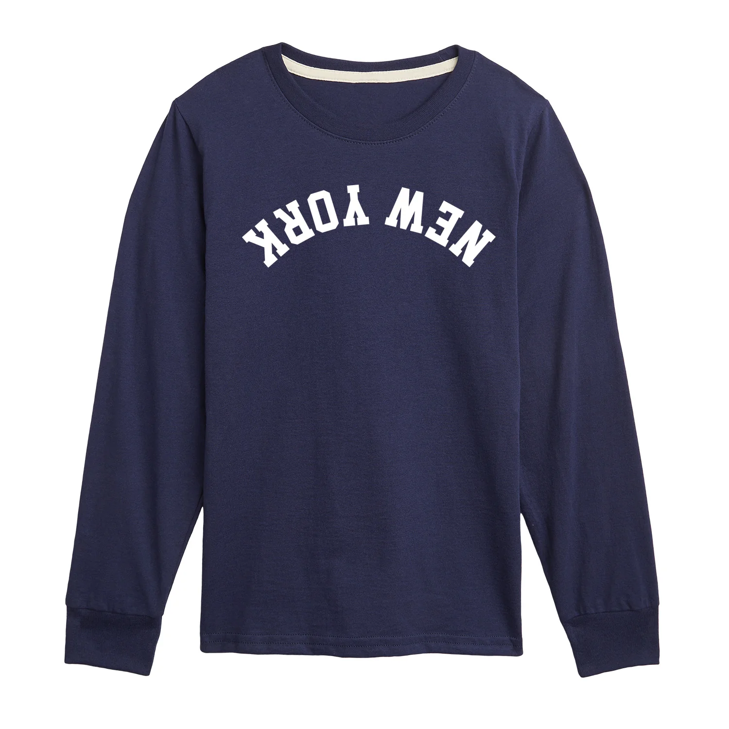 Instant Message - New York White Upside Down - Youth Boys Long Sleeve Graphic T-Shirt - Image 3