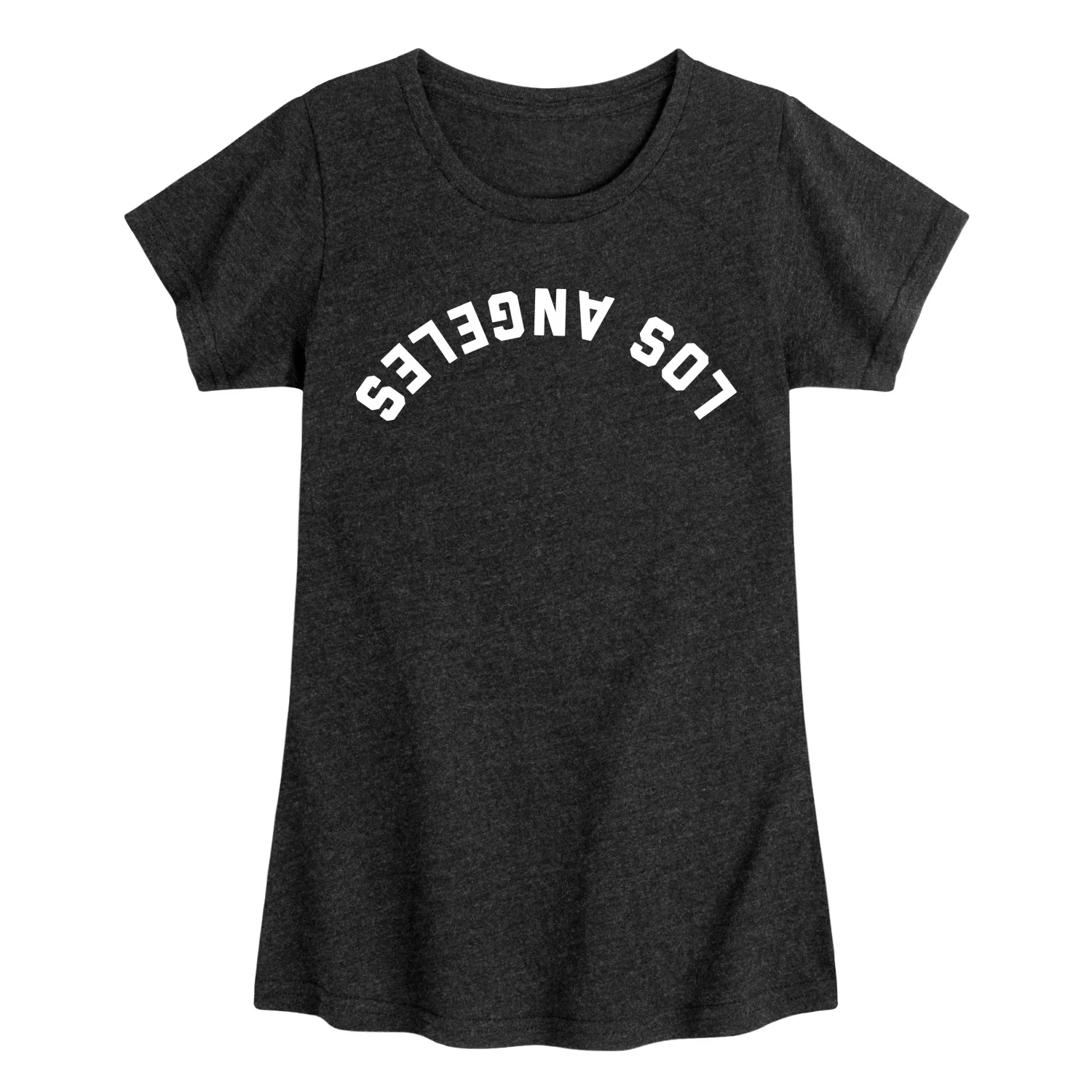 Instant Message - Los Angeles White Upside Down - Youth Girls Fitted Short Sleeve T-Shirt - Image 3