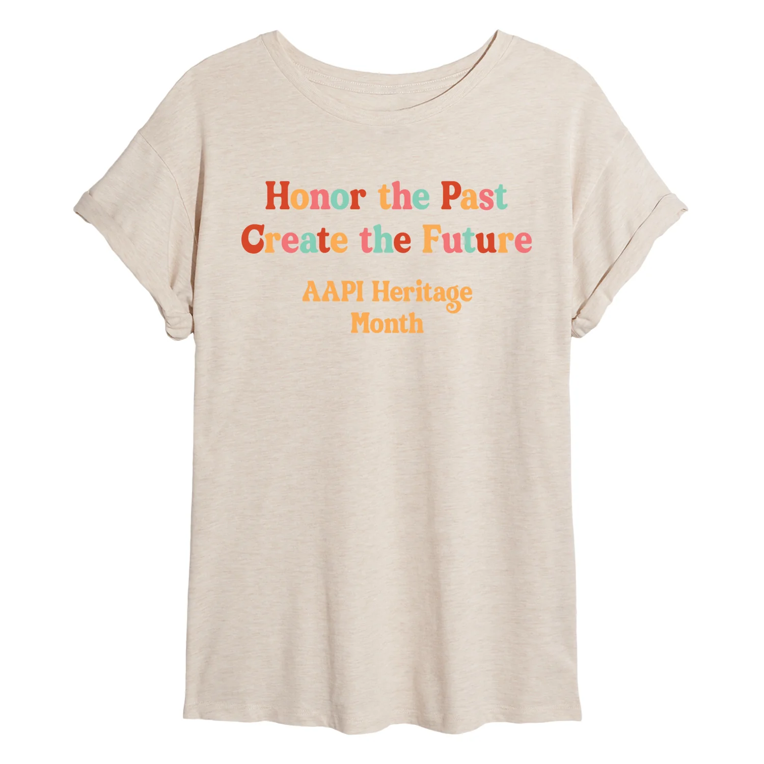 Instant Message - Honor Past Create Future - Juniors Oversized Graphic T-Shirt - Image 2