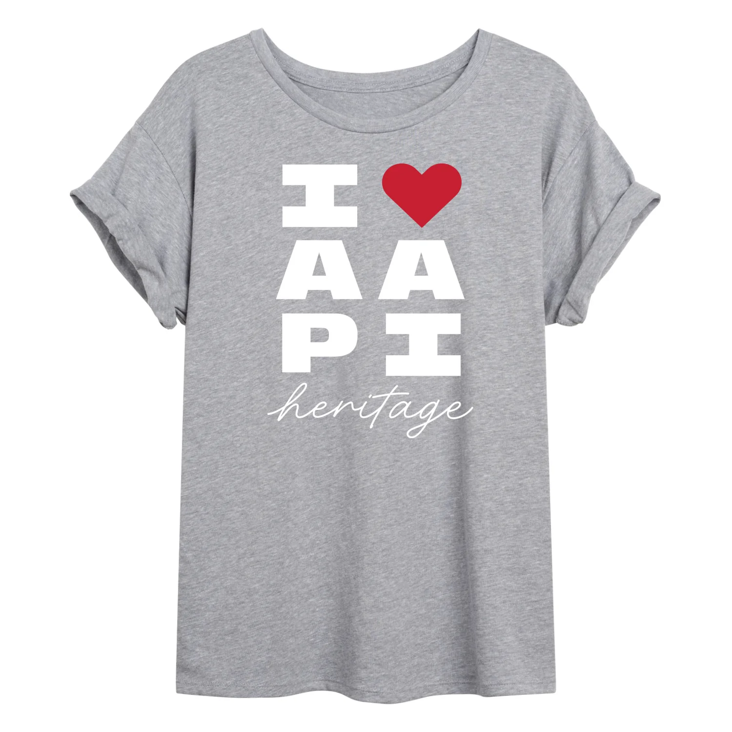Instant Message - Heart AAPI Heritage - Juniors Oversized Graphic T-Shirt
