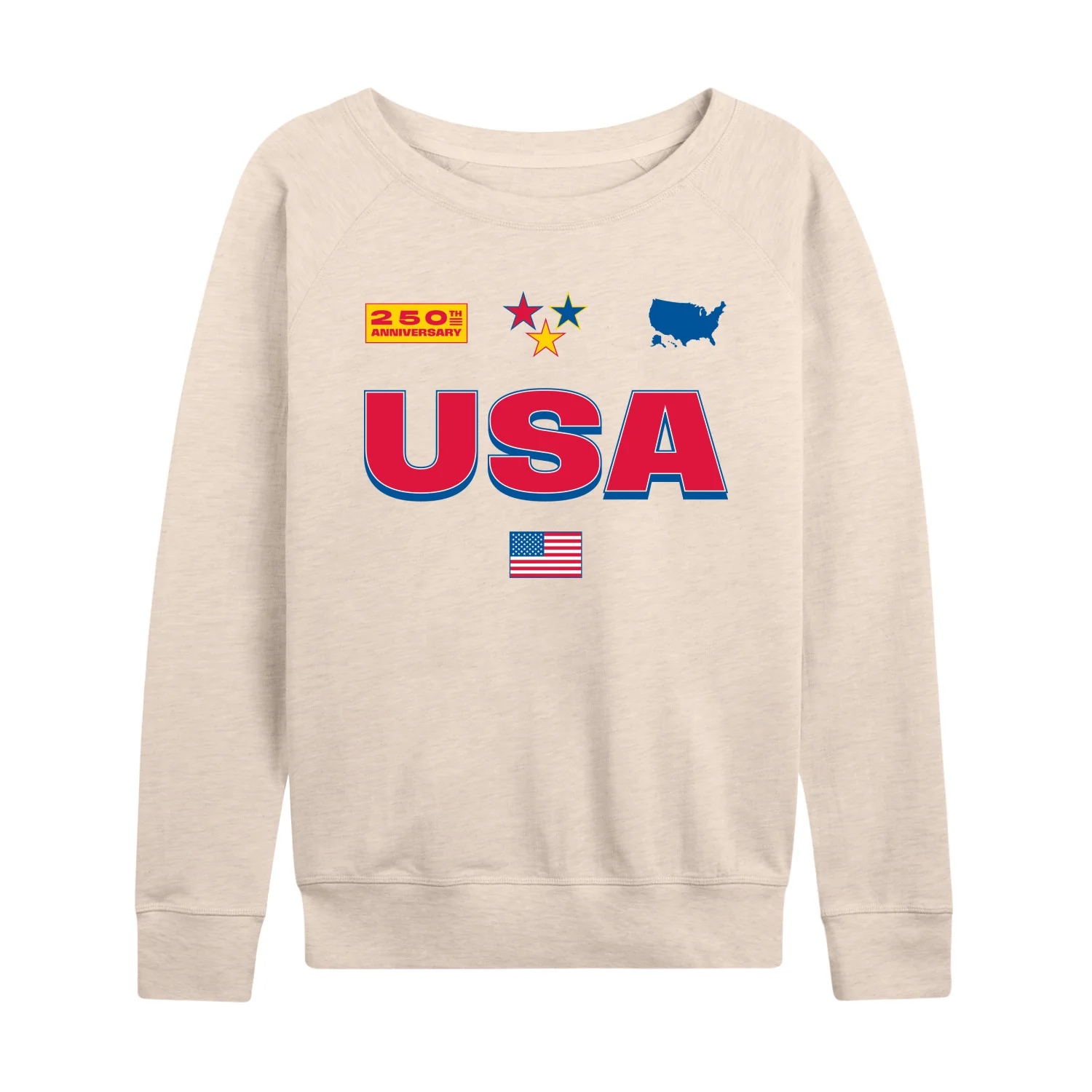 Instant Message - USA 250 Jersey - Women's French Terry Long Sleeve Pullover - Image 2