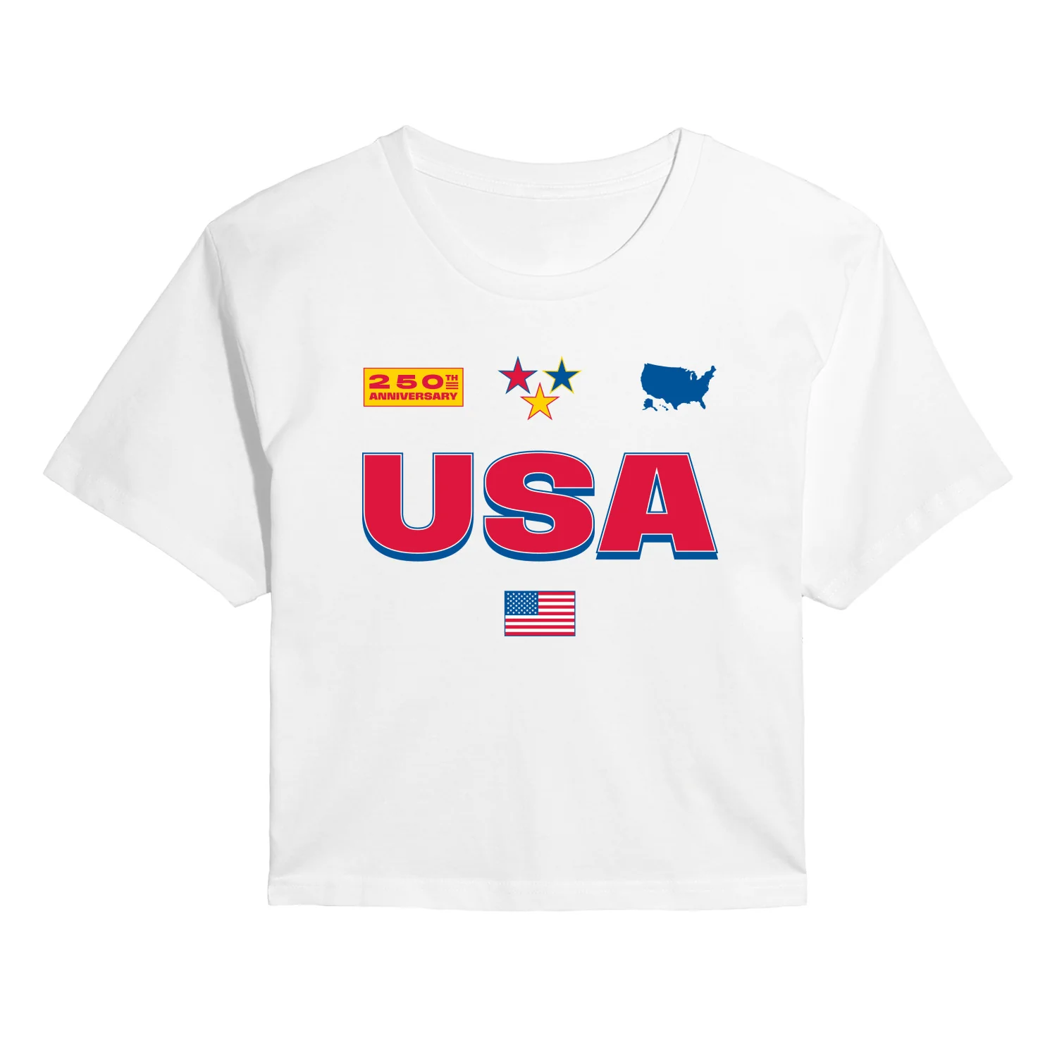 Instant Message - USA 250 Jersey - Juniors Cropped Graphic T-Shirt