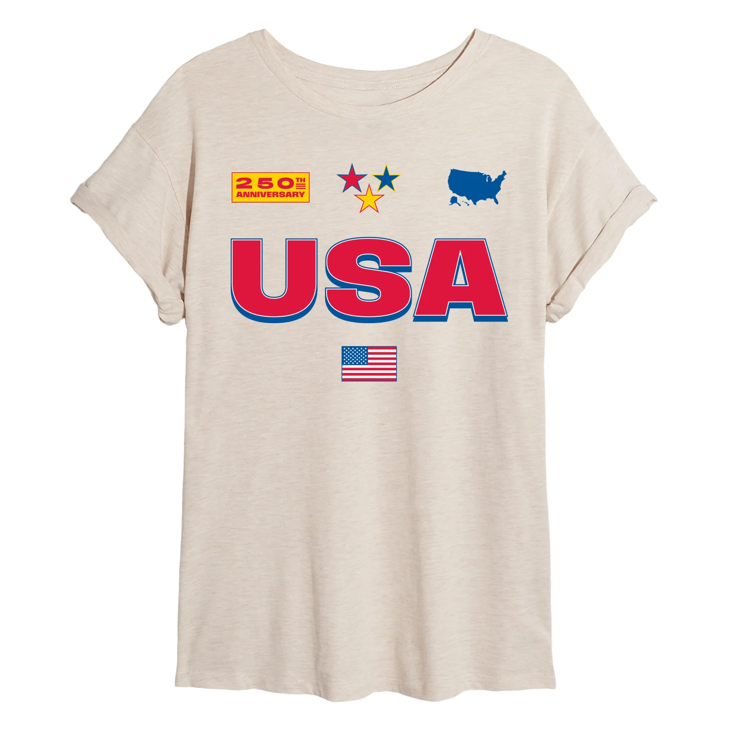 Instant Message - USA 250 Jersey - Juniors Oversized Graphic T-Shirt - Image 2