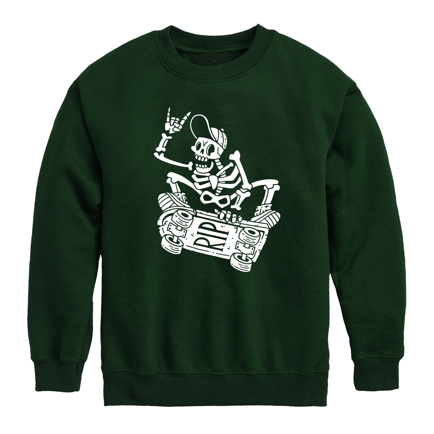 Instant Message - Skeleton Skater - Youth Crew Fleece Sweatshirt - Image 3