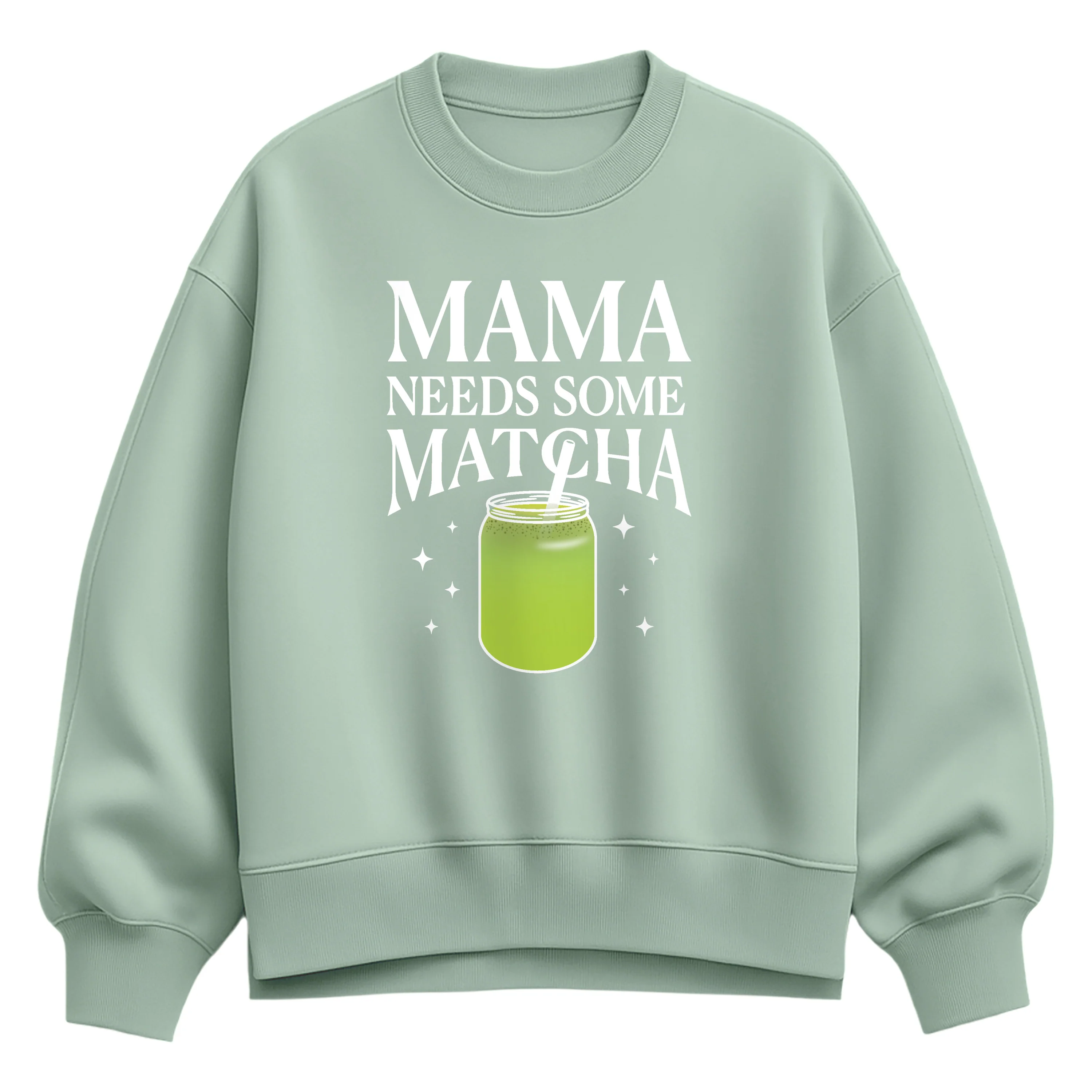 Instant Message - Mama Needs Matcha - Women's Oversized Fleece Crew Sweatshirt - Image 2