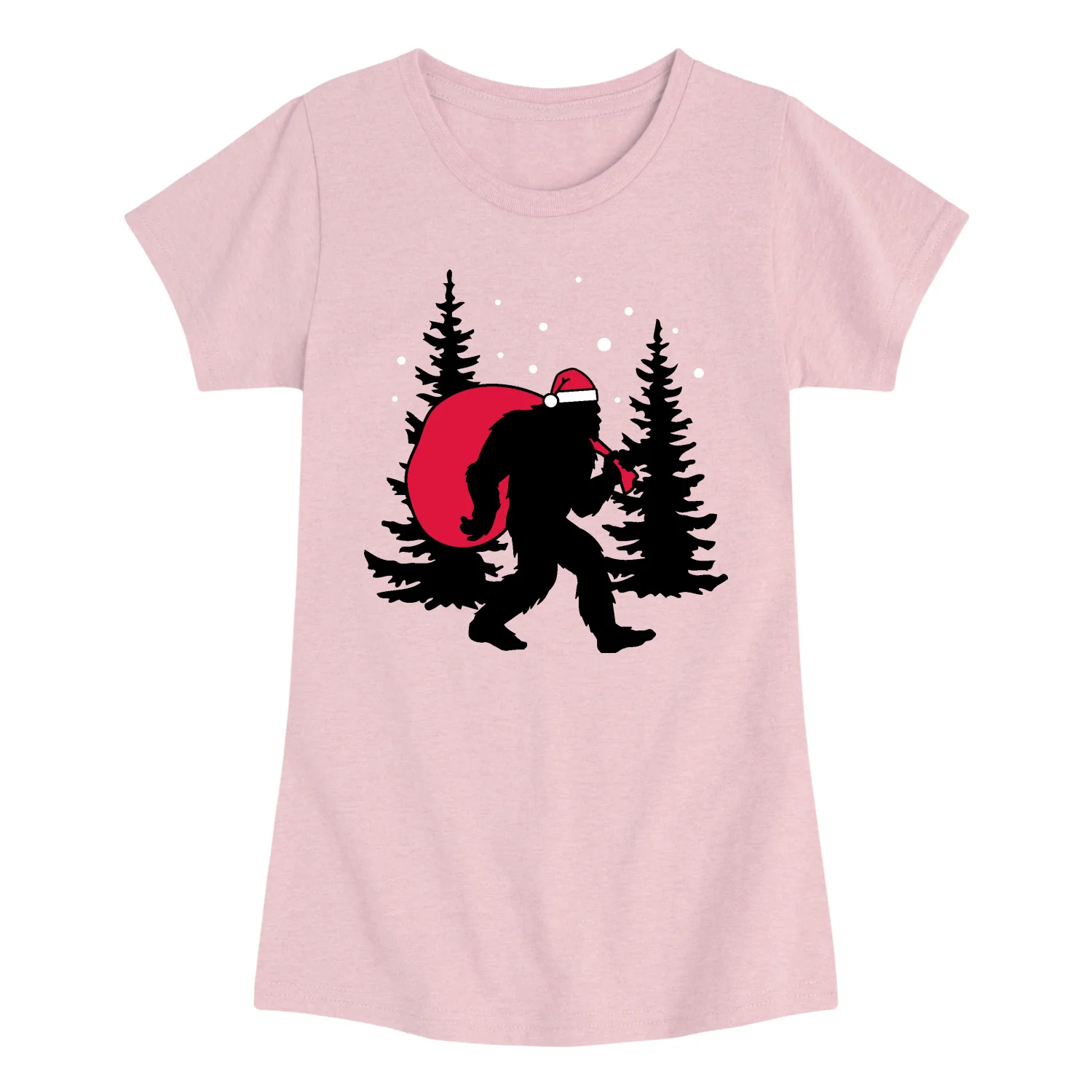 Instant Message - Sasquatch Santa - Youth Girls Short Sleeve T-shirt - Image 4