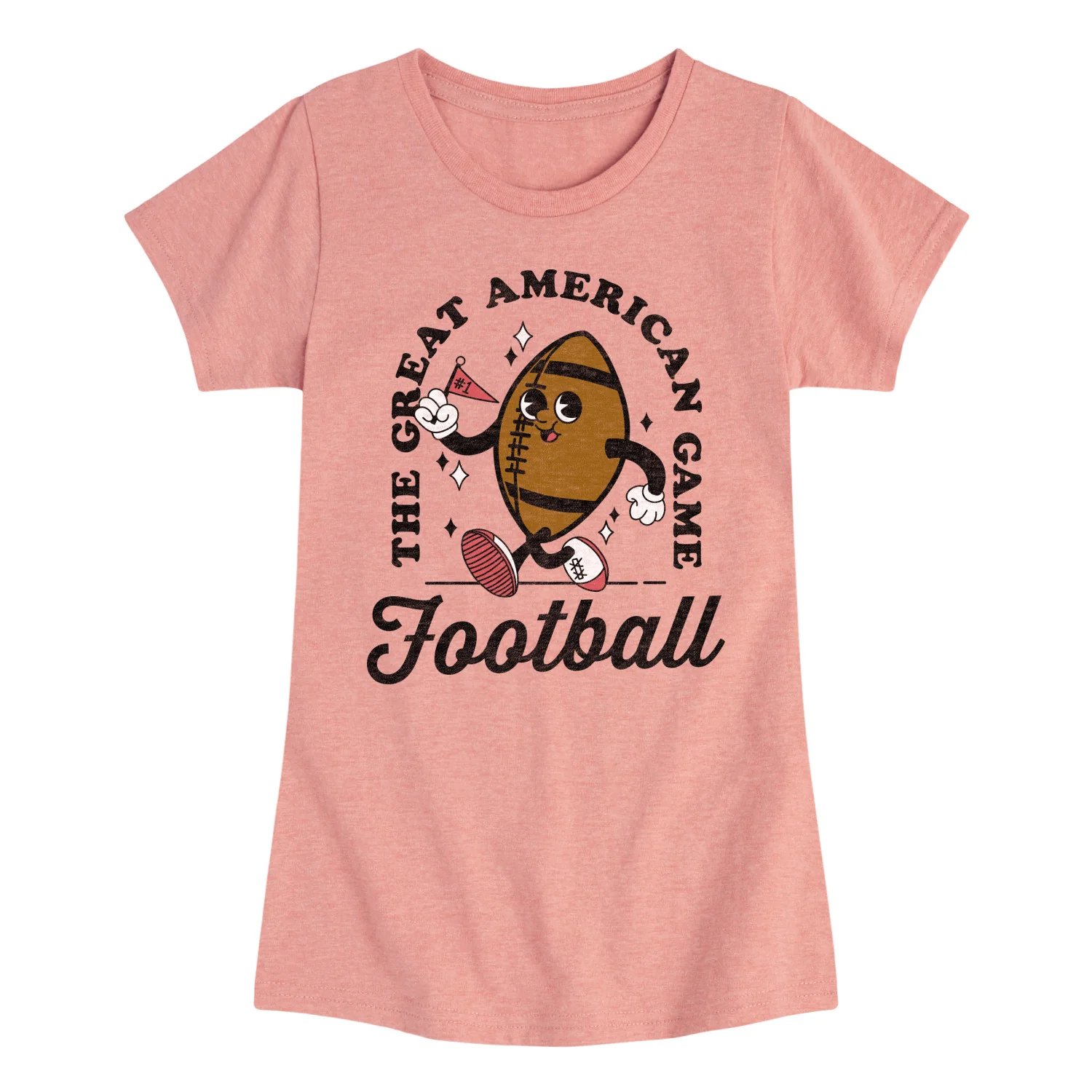 Instant Message - Vintage Football Mascot - Youth Girls Short Sleeve T-shirt - Image 2