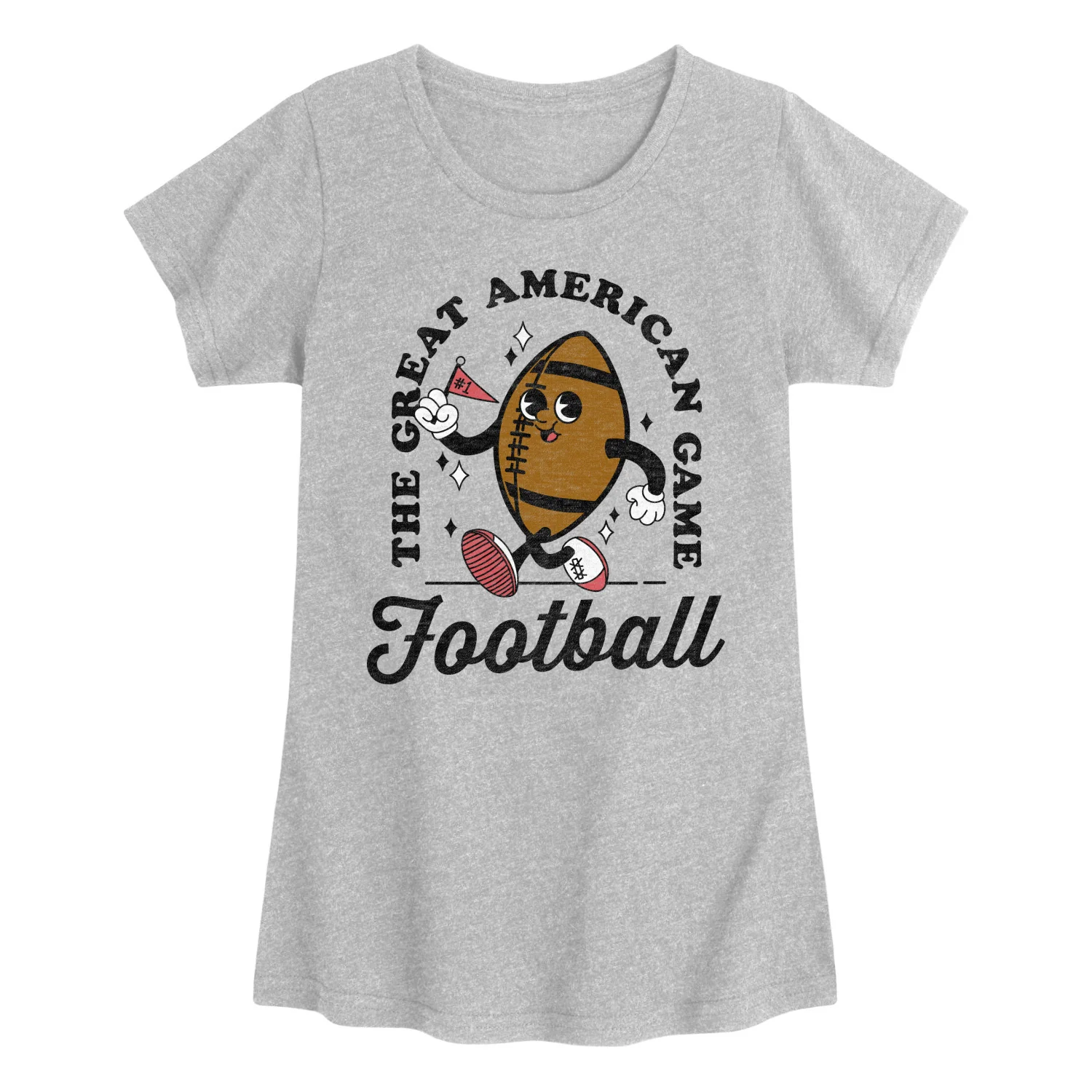 Instant Message - Vintage Football Mascot - Youth Girls Short Sleeve T-shirt - Image 3