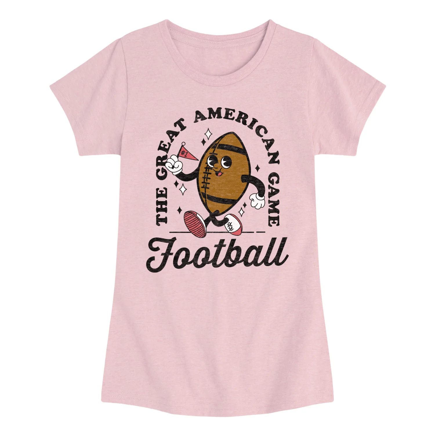 Instant Message - Vintage Football Mascot - Youth Girls Short Sleeve T-shirt - Image 4