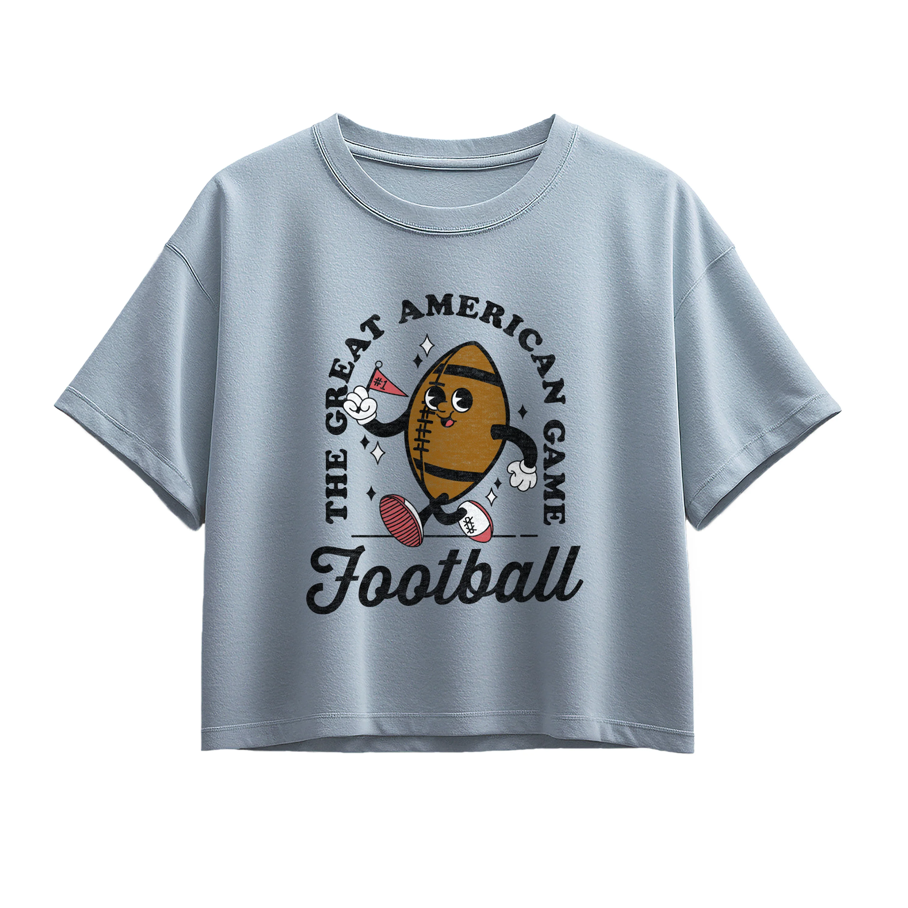 Instant Message - Vintage Football Mascot - Youth Girl Short Sleeve Boxy Tee
