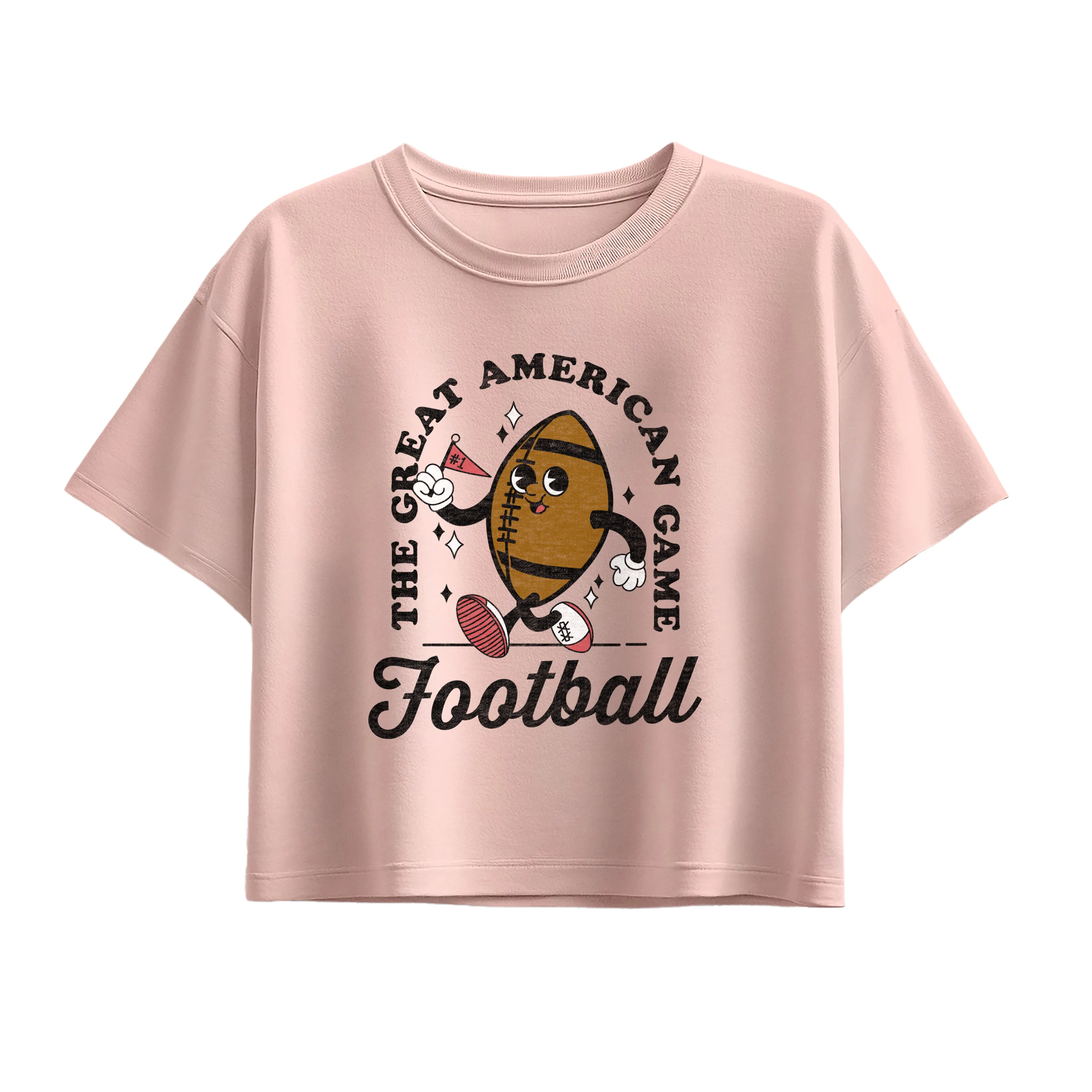Instant Message - Vintage Football Mascot - Youth Girl Short Sleeve Boxy Tee - Image 2