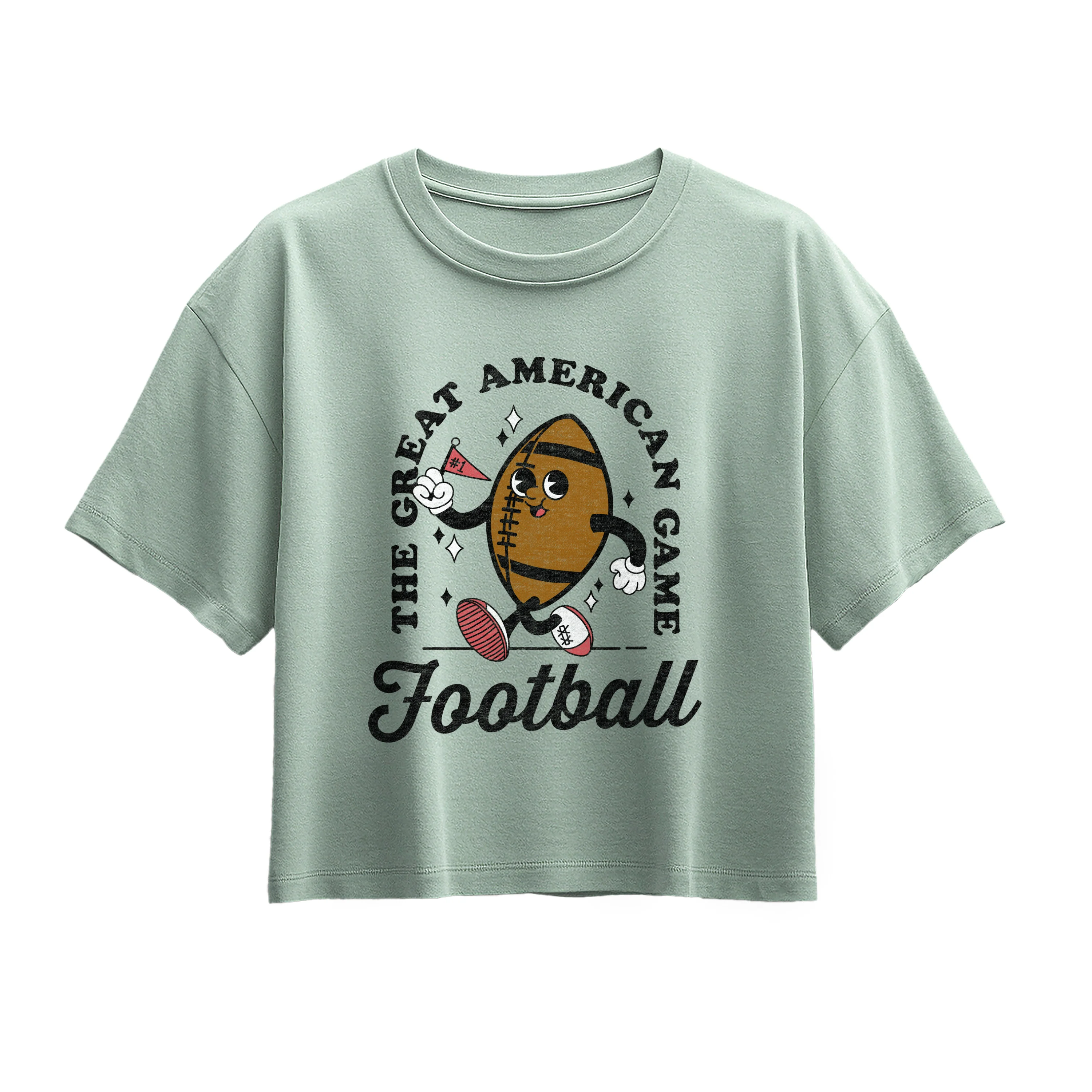Instant Message - Vintage Football Mascot - Youth Girl Short Sleeve Boxy Tee - Image 3