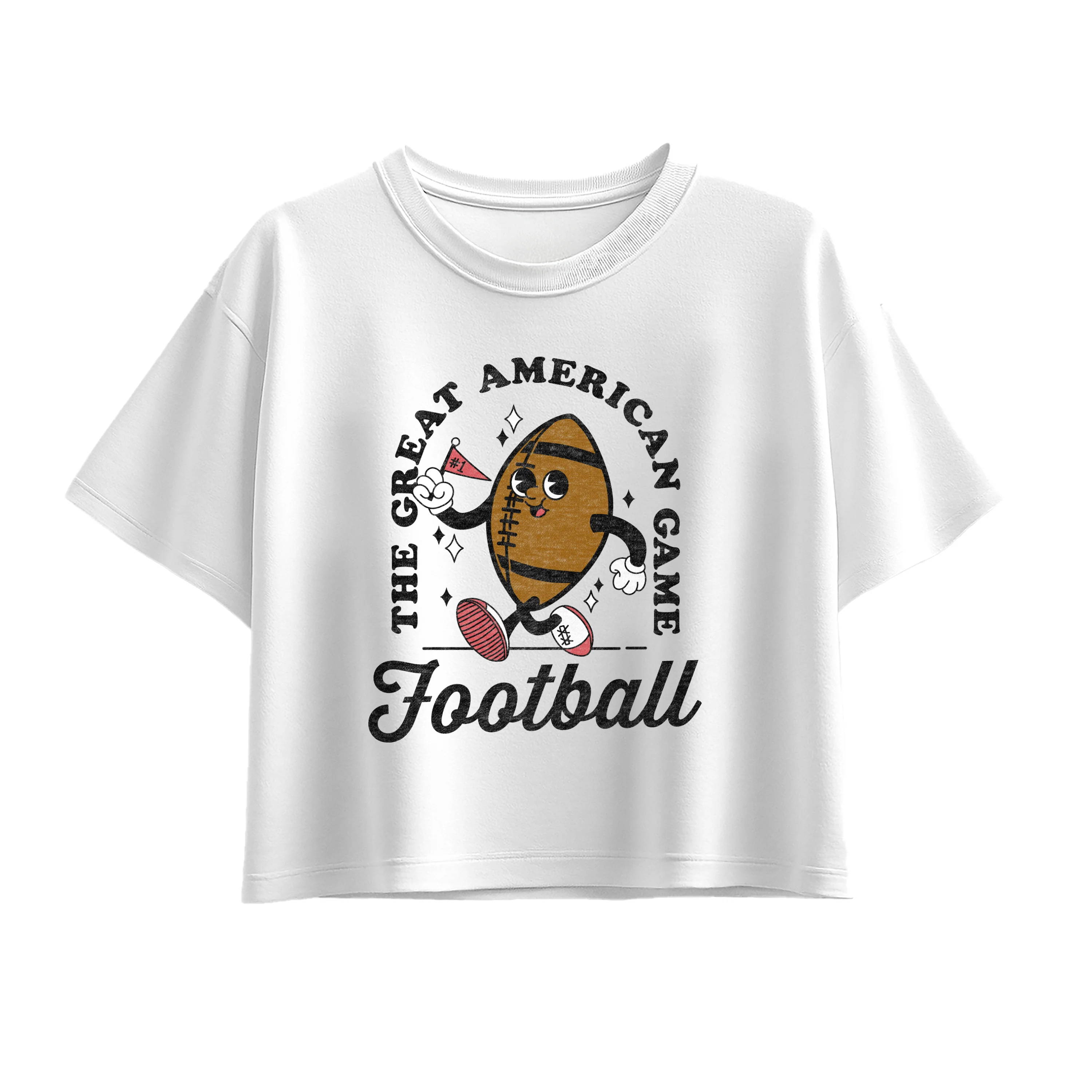 Instant Message - Vintage Football Mascot - Youth Girl Short Sleeve Boxy Tee - Image 4