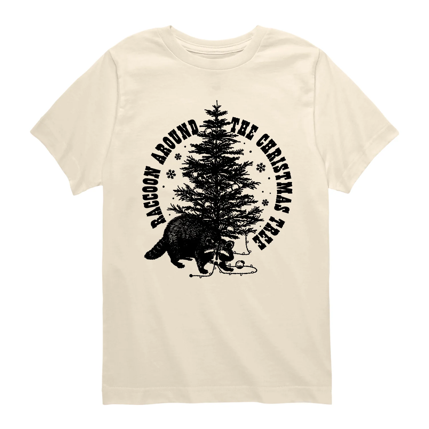 Instant Message - Raccoon Around The Christmas Tree - Youth Short Sleeve Graphic T-Shirt - Image 2
