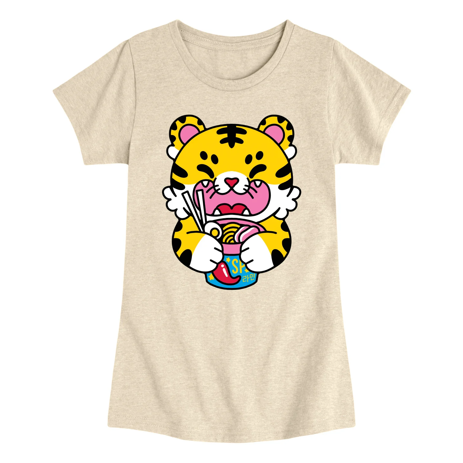 Instant Message - Tiger Ramen - Youth Girls Short Sleeve T-shirt - Image 2