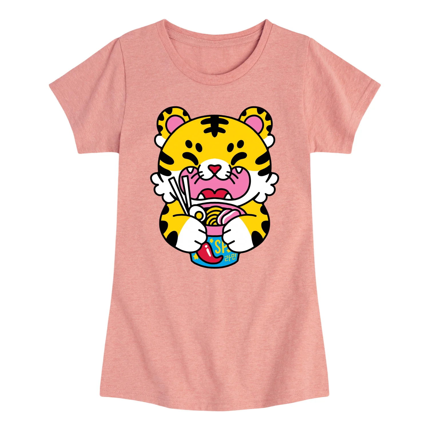 Instant Message - Tiger Ramen - Youth Girls Short Sleeve T-shirt - Image 3